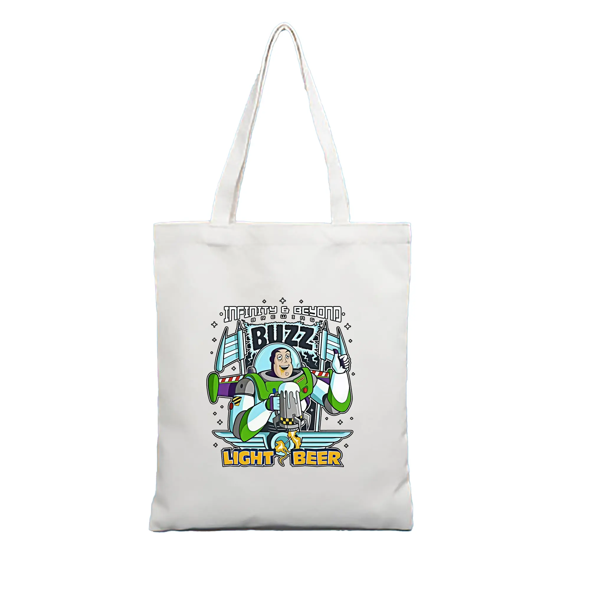 トイ・ストーリー グッズ バズ・ライトイヤー - 縦型キャンバス手提げバッグ（トートバッグ） ・ キャンバス素材 ・ ショッピング用 ・ 軽量 丈夫 お手入れ簡単