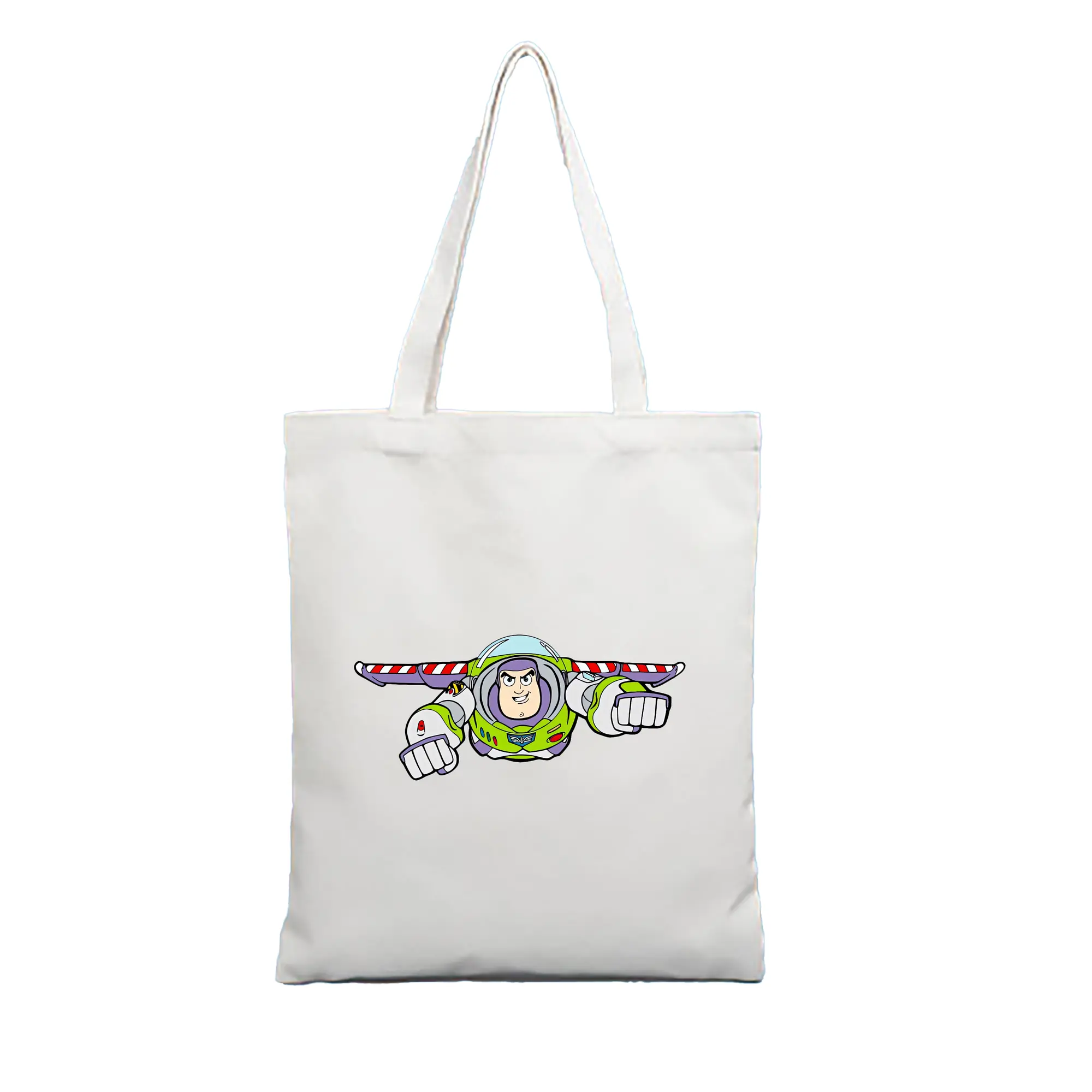 トイ・ストーリー グッズ バズ・ライトイヤー - 縦型キャンバス手提げバッグ（トートバッグ） ・ キャンバス素材 ・ ショッピング用 ・ 軽量 丈夫 お手入れ簡単