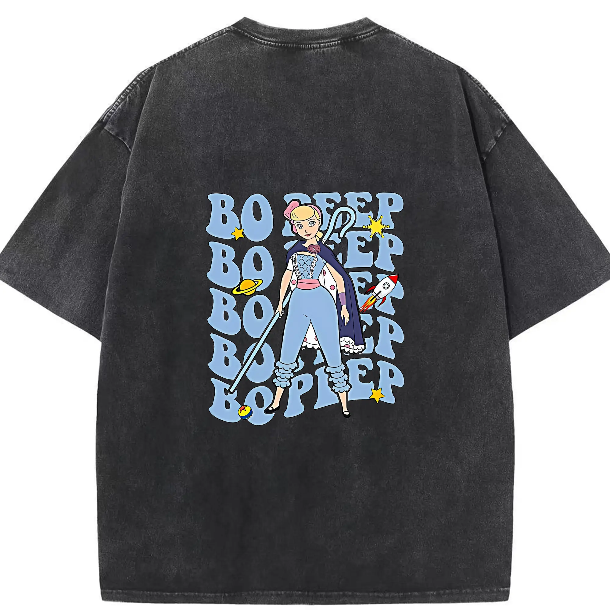 トイ・ストーリー グッズ ボー・ピープ - 綿100％ ヴィンテージ風 半袖Tシャツ ・ 背面プリント ・ 柔らか肌触り ・ 通気性 快適 ・ スポーツ カジュアル 外出用