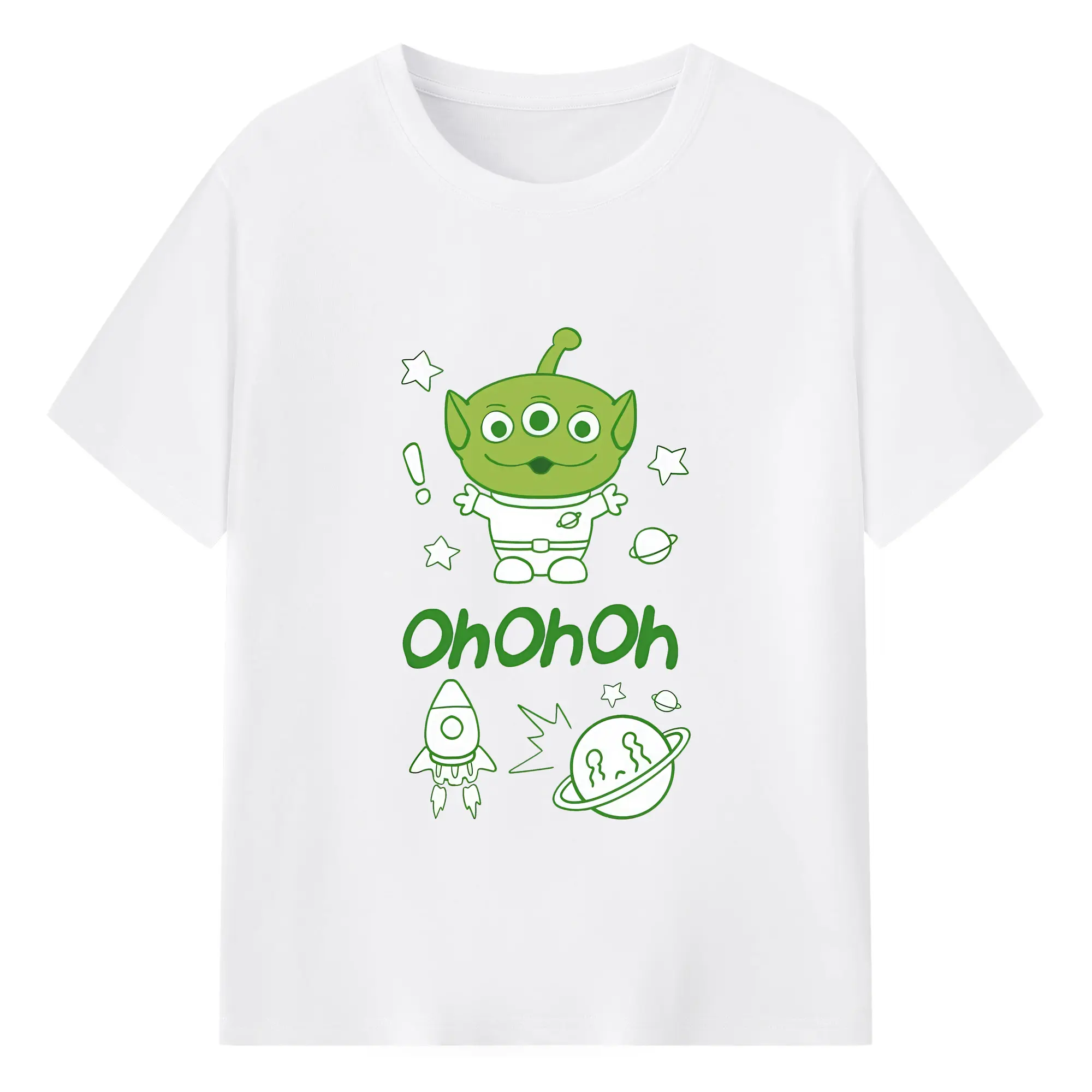 トイ・ストーリー グッズ リトル・グリーン・メン - 綿100％ 半袖Tシャツ ・ フロントプリント ・ 快適 通気性 ・ 日常使い 散歩 スポーツ用