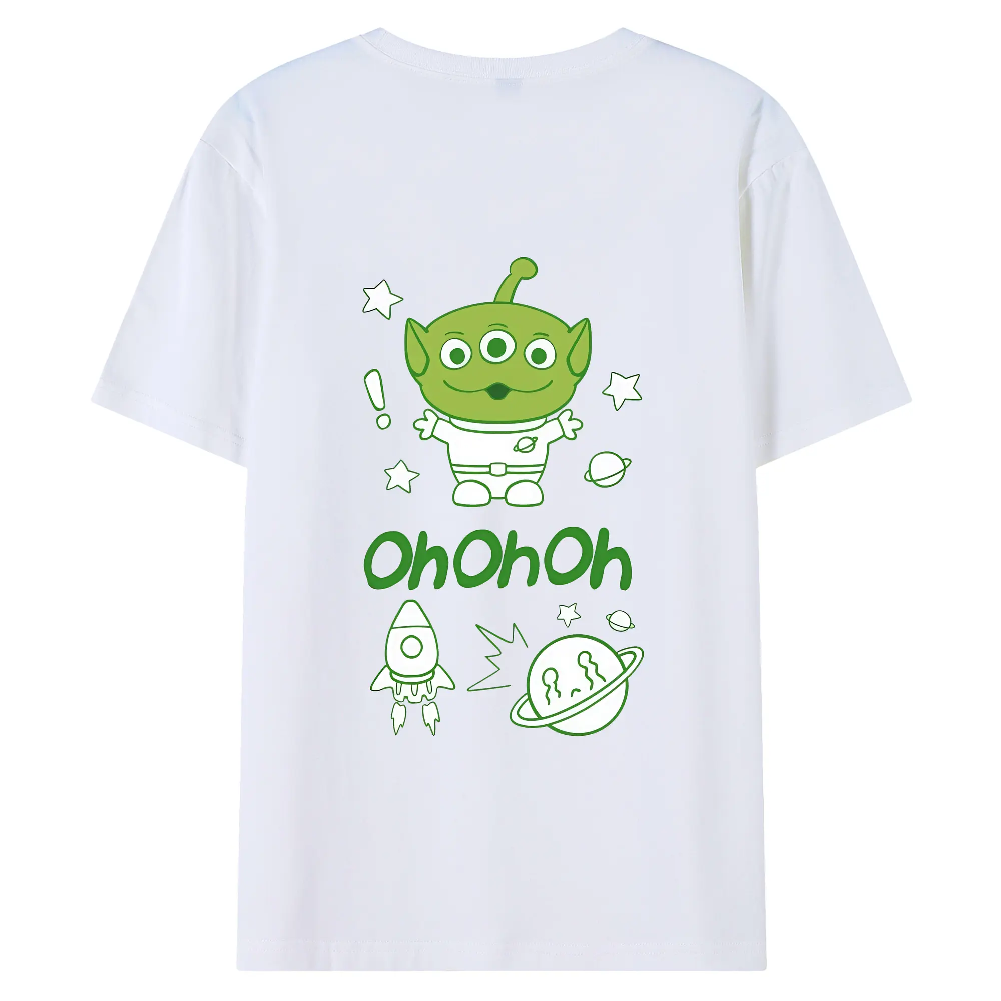 トイ・ストーリー グッズ リトル・グリーン・メン - 綿100％ 半袖Tシャツ ・ バックプリント ・ 快適 通気性 ・ 日常使い 散歩 スポーツ用