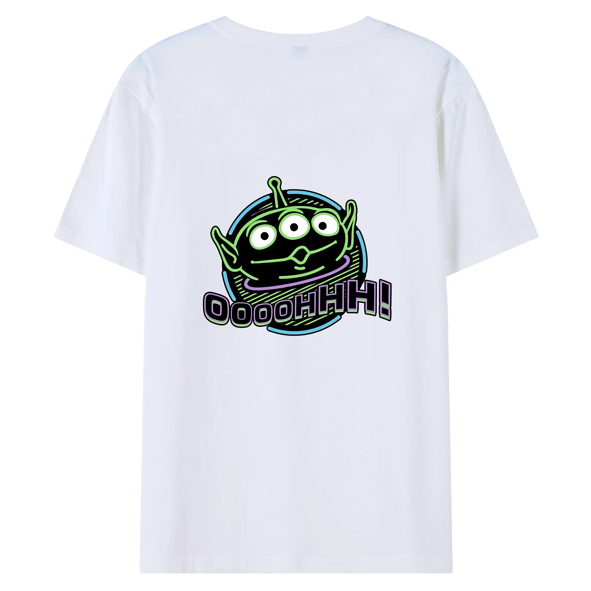 トイ・ストーリー グッズ リトル・グリーン・メン - 綿100％ 半袖Tシャツ ・ バックプリント ・ 快適 通気性 ・ 日常使い 散歩 スポーツ用