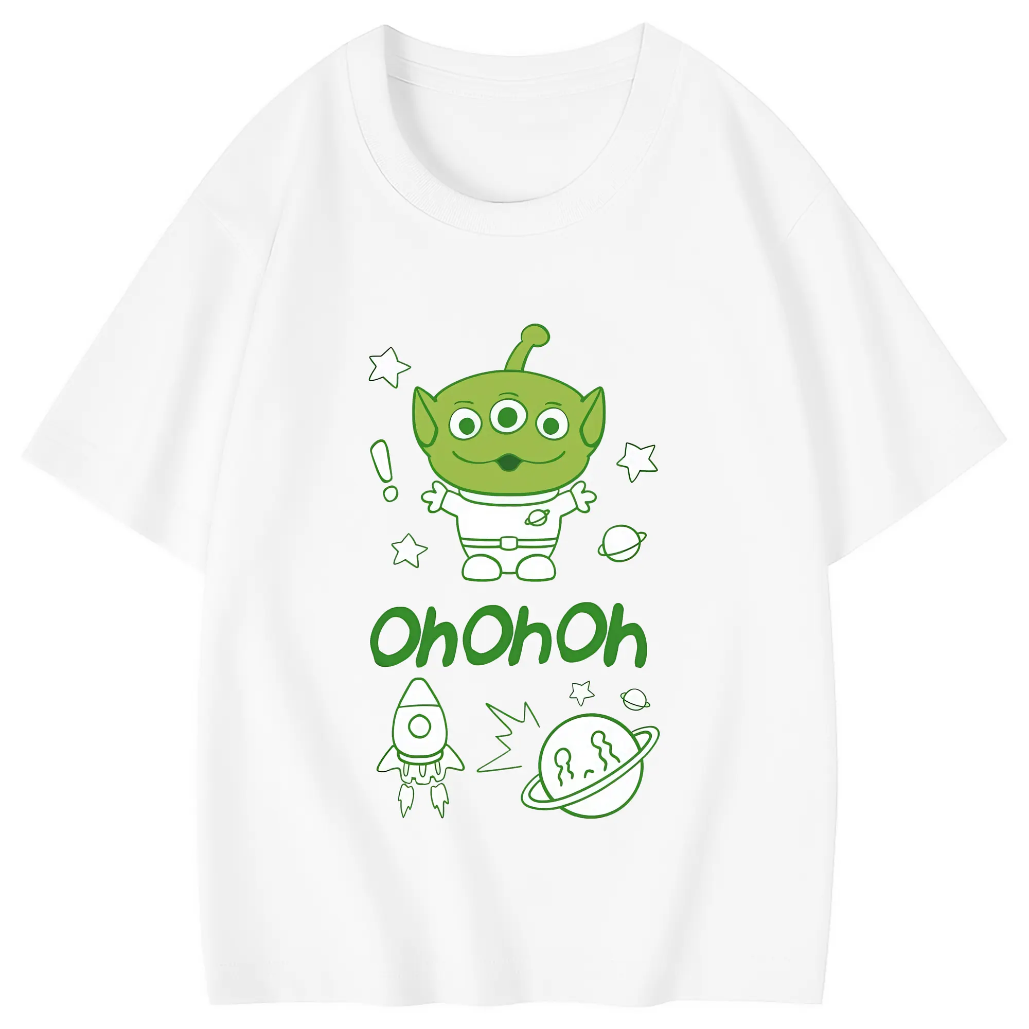 トイ・ストーリー グッズ リトル・グリーン・メン - 綿100％ キッズTシャツ ・ フロントプリント ・ 快適 通気性 ・ スポーツ カジュアル 散歩用