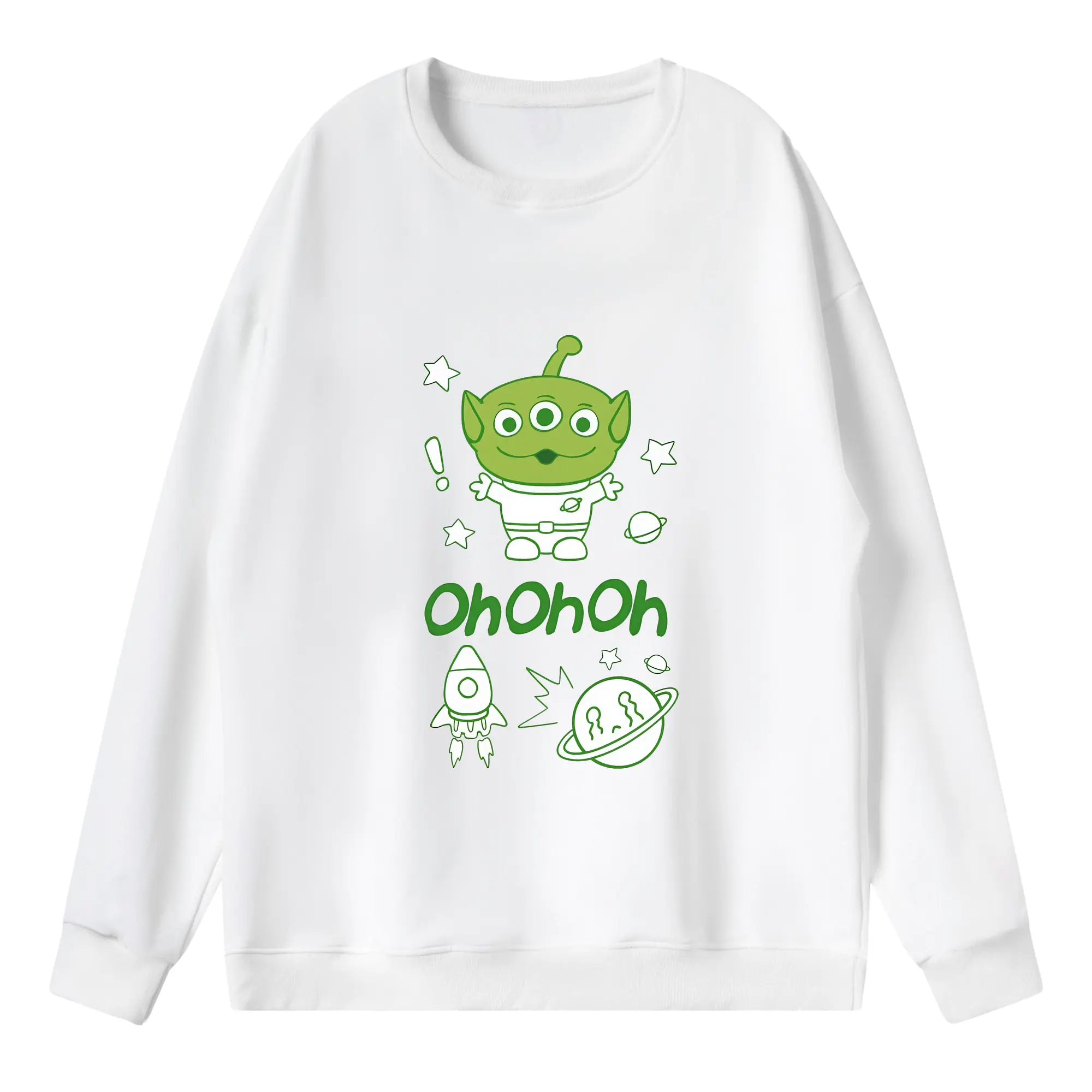 トイ・ストーリー グッズ リトル・グリーン・メン - 薄手 クルーネック スウェット 裏毛260g · ポリエステル 春秋向け カジュアル 男女兼用 · トレーナー デイリー スポーツ 散歩に最適