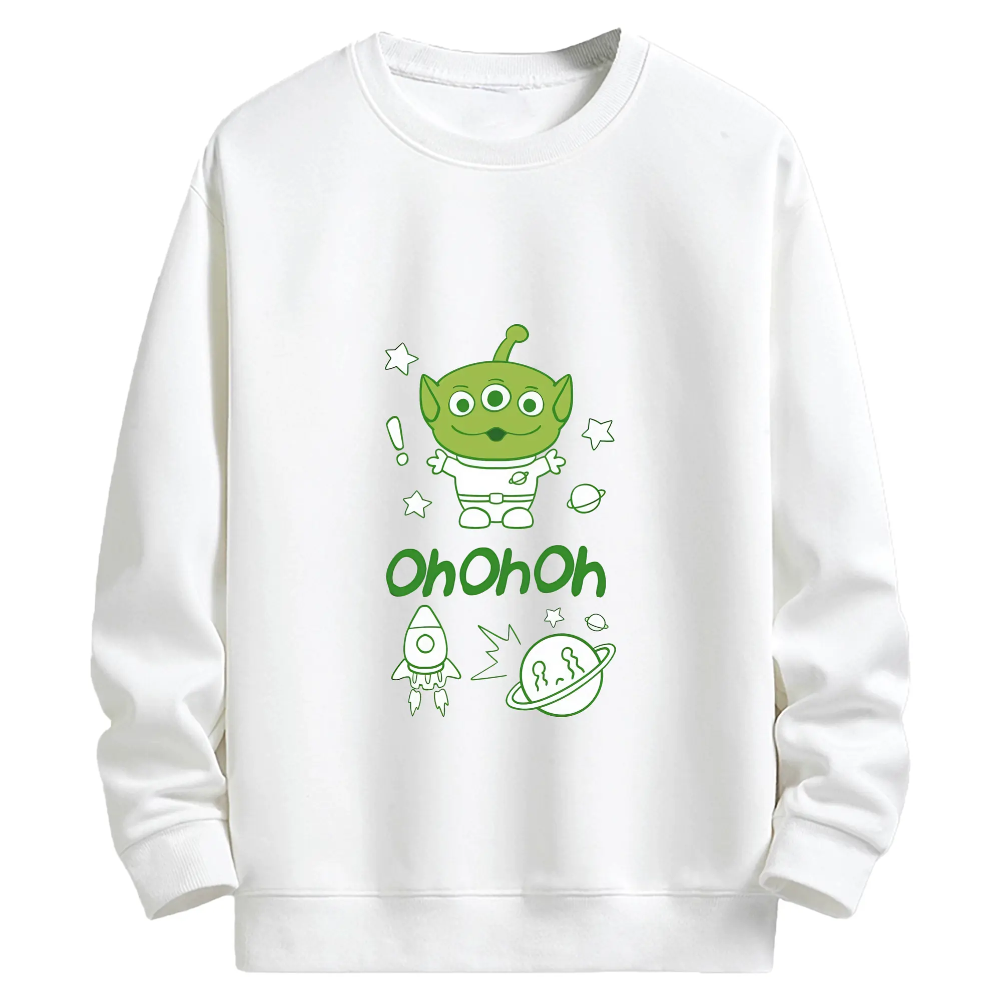 トイ・ストーリー グッズ リトル・グリーン・メン - キッズ クルーネックスウェットシャツ ・ フロントプリント ・ 綿80％ ポリエステル20％ ・ 快適 通学 スポーツ 日常使い お散歩用
