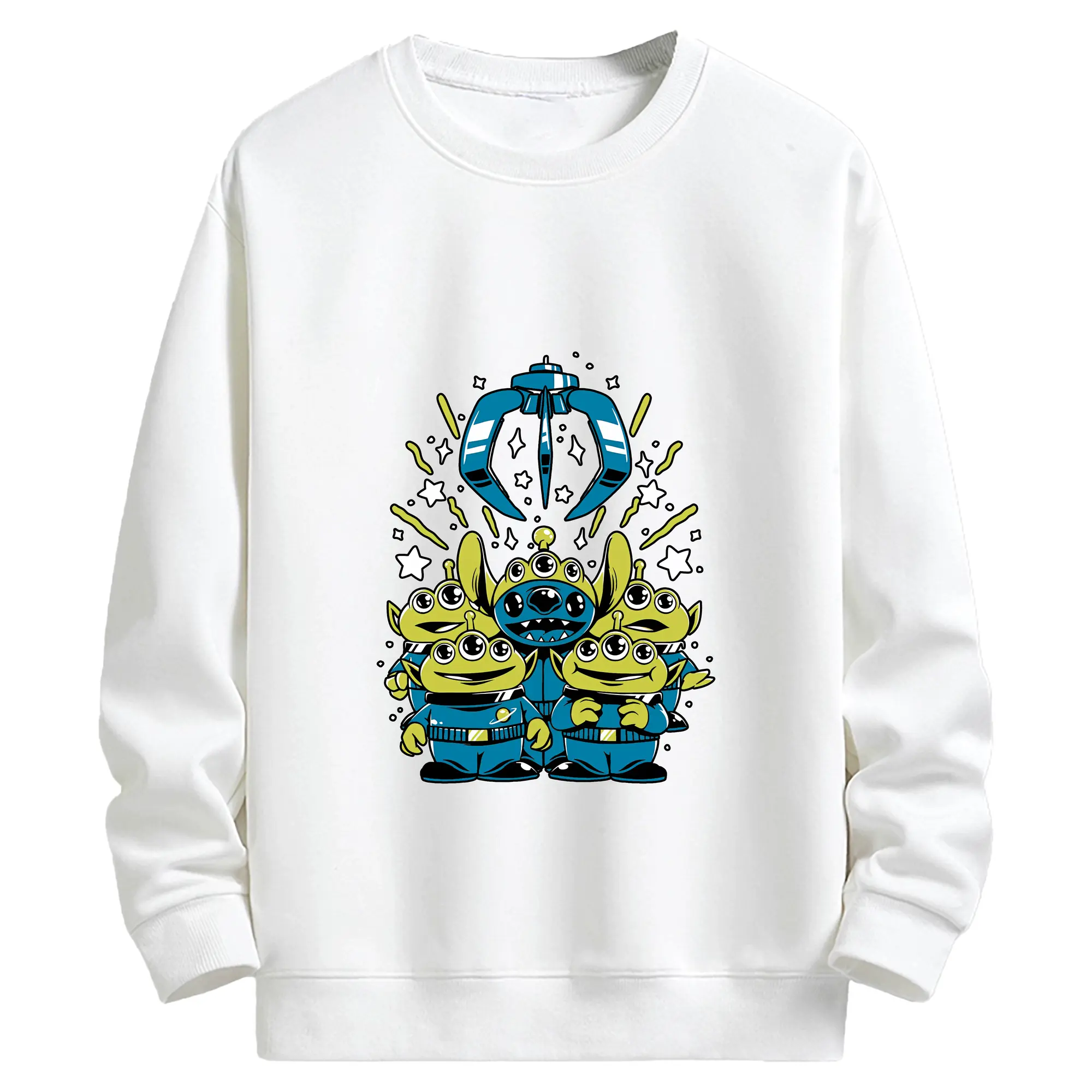 トイ・ストーリー グッズ リトル・グリーン・メン - キッズ クルーネックスウェットシャツ ・ フロントプリント ・ 綿80％ ポリエステル20％ ・ 快適 通学 スポーツ 日常使い お散歩用