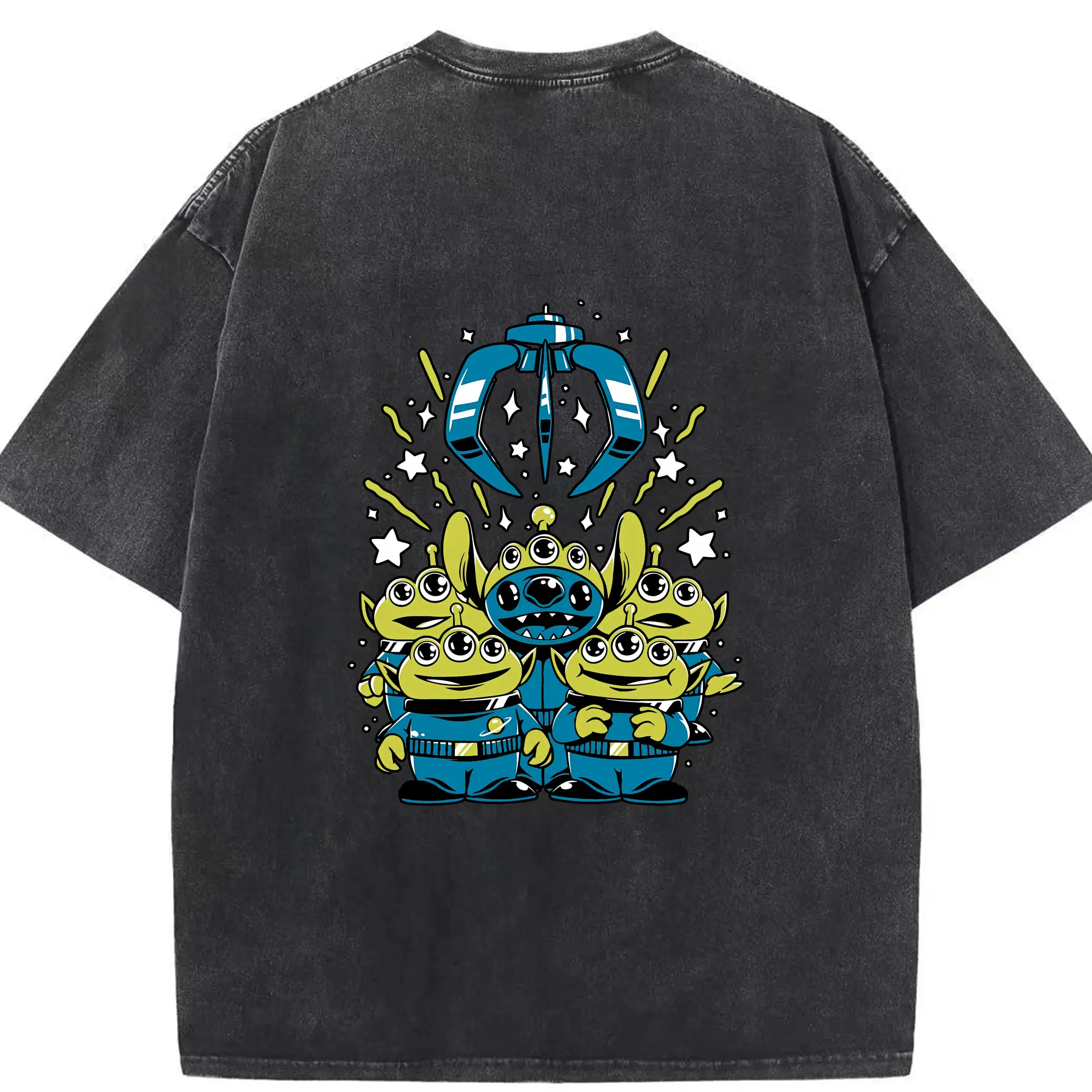 トイ・ストーリー グッズ リトル・グリーン・メン - 綿100％ ヴィンテージ風 半袖Tシャツ ・ 背面プリント ・ 柔らか肌触り ・ 通気性 快適 ・ スポーツ カジュアル 外出用