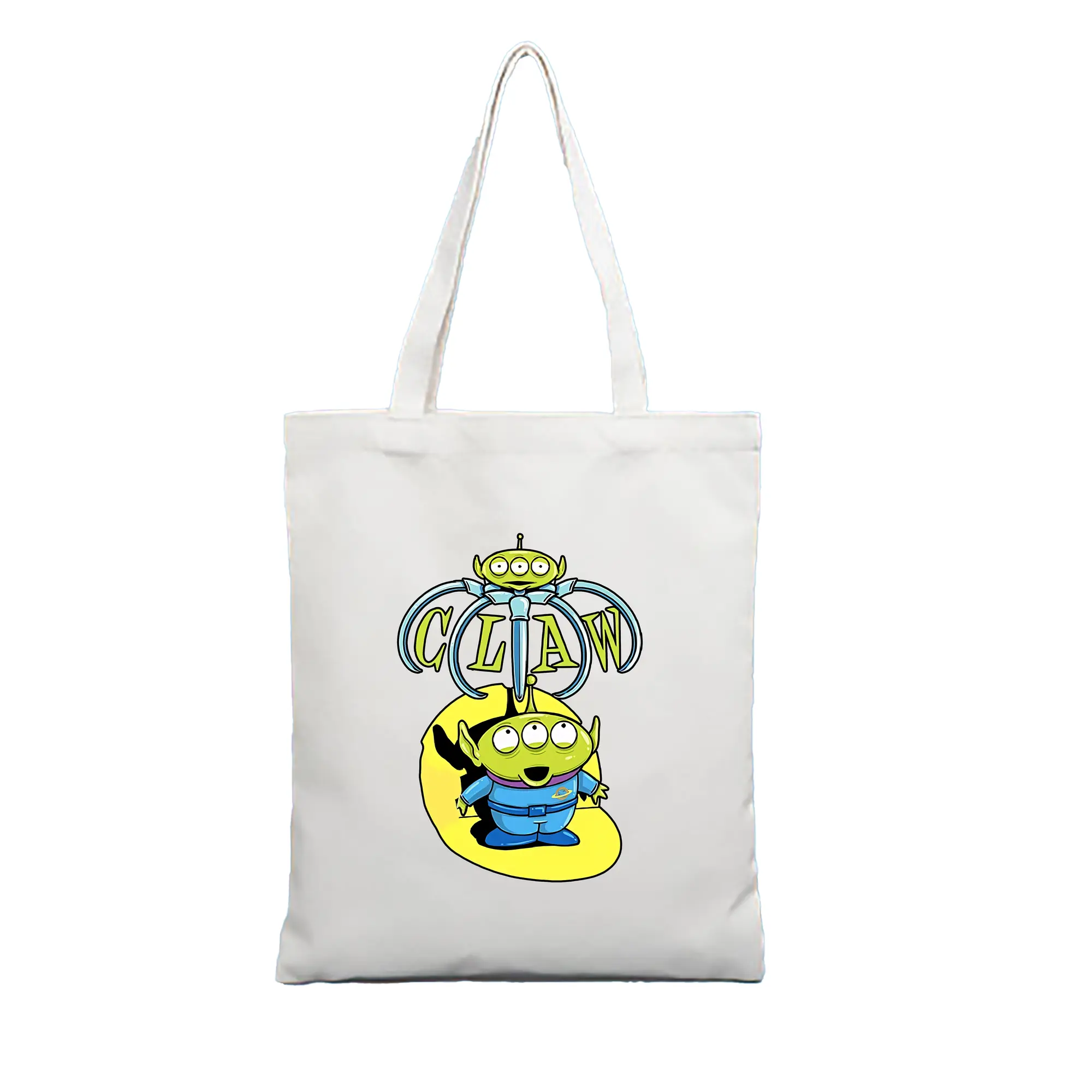 トイ・ストーリー グッズ リトル・グリーン・メン - 縦型キャンバス手提げバッグ（トートバッグ） ・ キャンバス素材 ・ ショッピング用 ・ 軽量 丈夫 お手入れ簡単