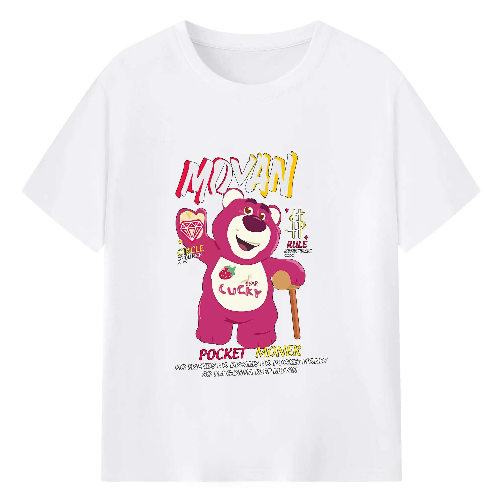 トイ・ストーリー グッズ ロッツォ・ハグベア - 綿100％ 半袖Tシャツ ・ フロントプリント ・ 快適 通気性 ・ 日常使い 散歩 スポーツ用