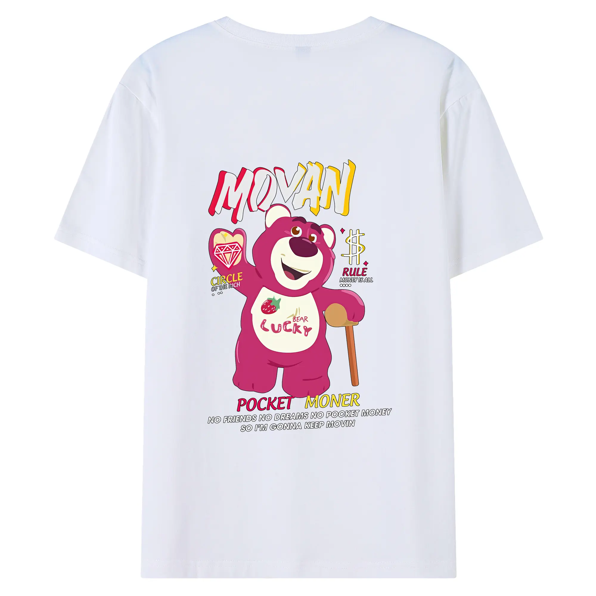 トイ・ストーリー グッズ ロッツォ・ハグベア - 綿100％ 半袖Tシャツ ・ バックプリント ・ 快適 通気性 ・ 日常使い 散歩 スポーツ用