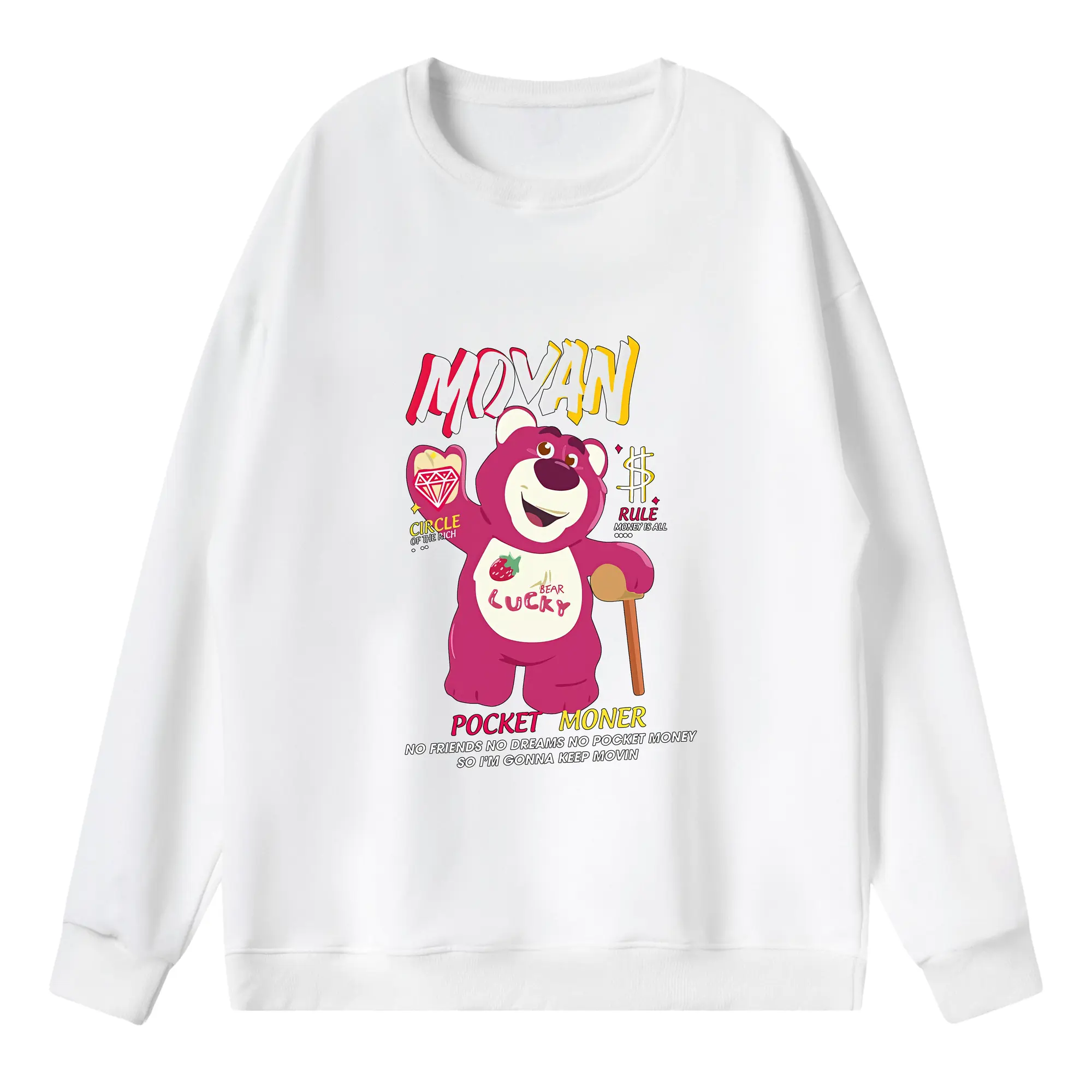 トイ・ストーリー グッズ ロッツォ・ハグベア - 薄手 クルーネック スウェット 裏毛260g · ポリエステル 春秋向け カジュアル 男女兼用 · トレーナー デイリー スポーツ 散歩に最適