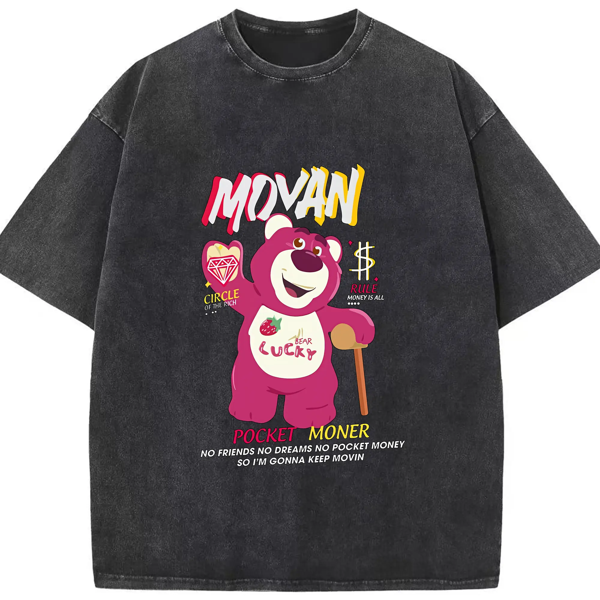 トイ・ストーリー グッズ ロッツォ・ハグベア - 綿100％ ヴィンテージ風 半袖Tシャツ ・ フロントプリント ・ 柔らか肌触り ・ 通気性 快適 ・ スポーツ カジュアル 外出用