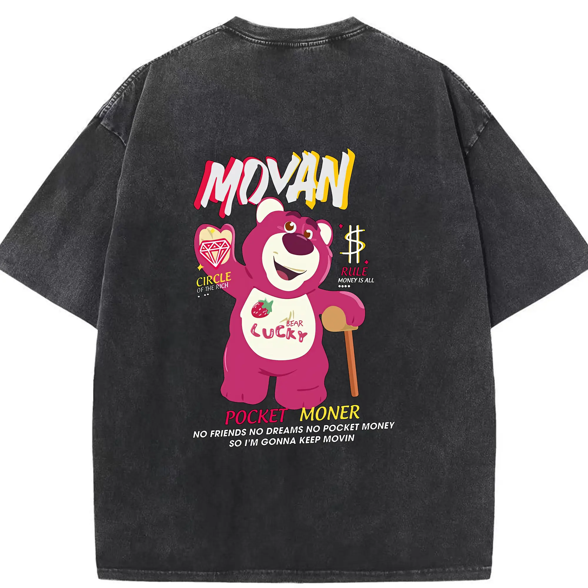 トイ・ストーリー グッズ ロッツォ・ハグベア - 綿100％ ヴィンテージ風 半袖Tシャツ ・ 背面プリント ・ 柔らか肌触り ・ 通気性 快適 ・ スポーツ カジュアル 外出用