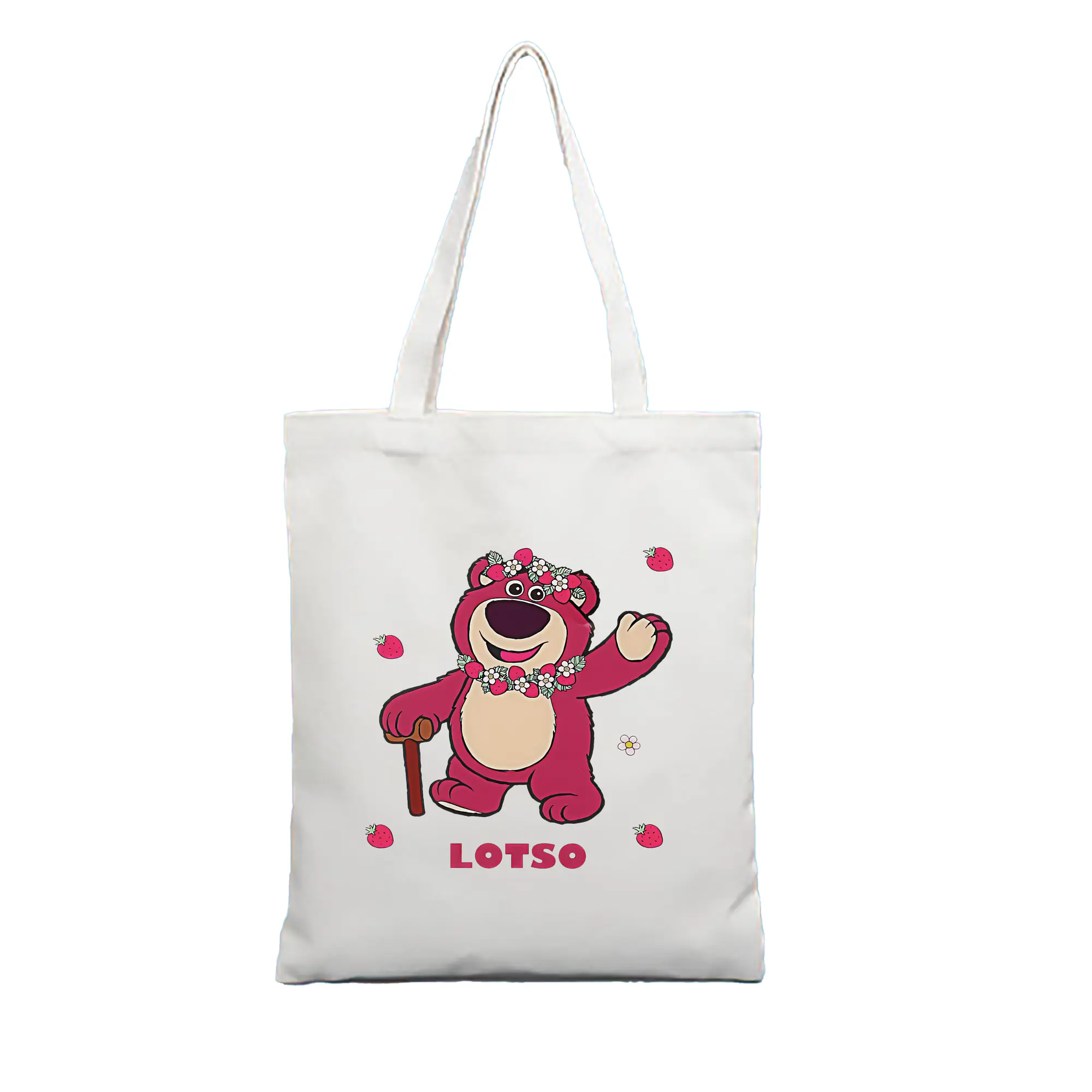 トイ・ストーリー グッズ ロッツォ・ハグベア - 縦型キャンバス手提げバッグ（トートバッグ） ・ キャンバス素材 ・ ショッピング用 ・ 軽量 丈夫 お手入れ簡単