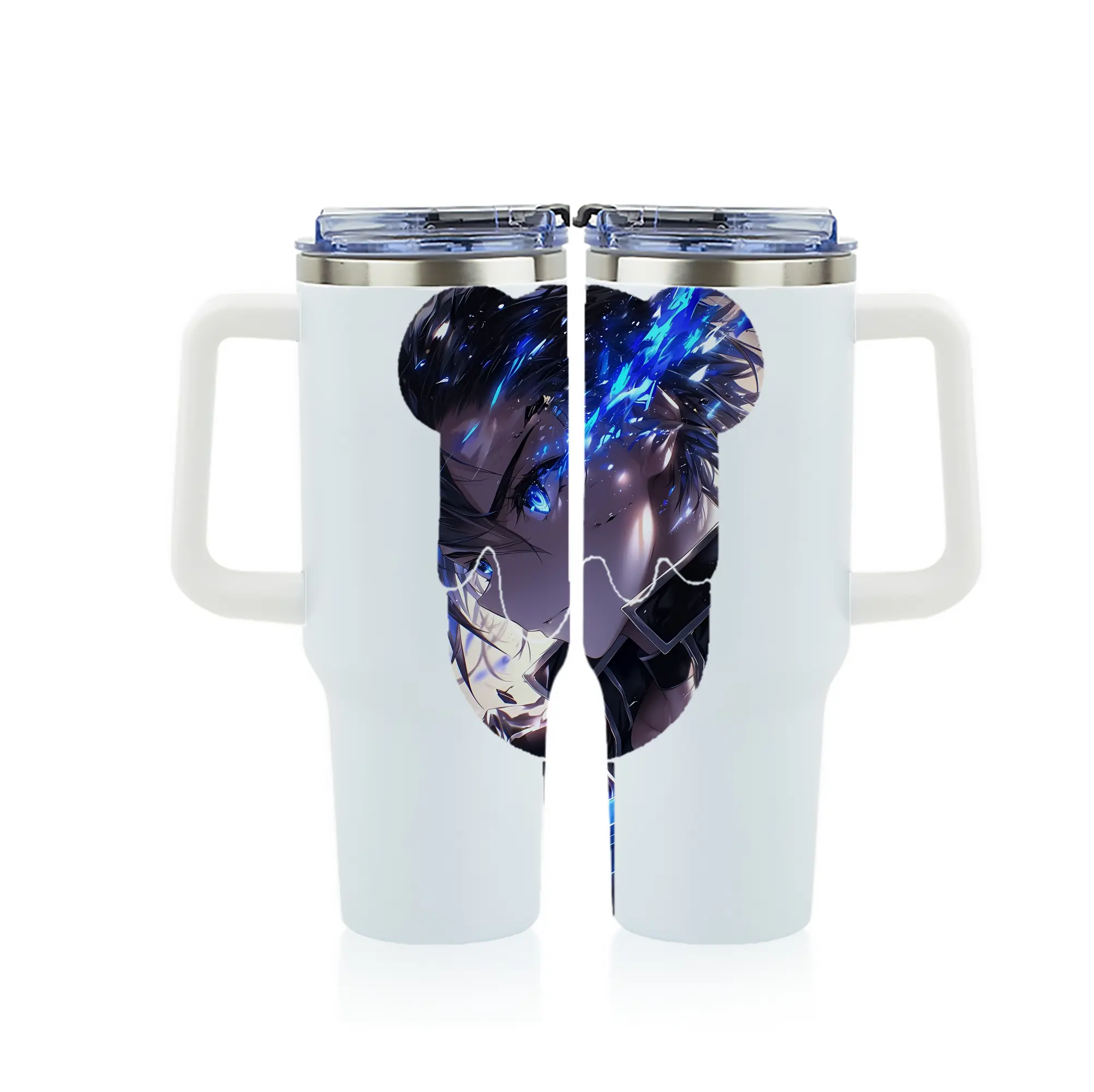 ソードアートオンライン グッズ キリト - 1200mL フルプリント車用タンブラー ・ 304ステンレス 内側 ・ 201ステンレス 外側 ・ 保温 保冷 ・ 通勤 ドライブ アウトドア用