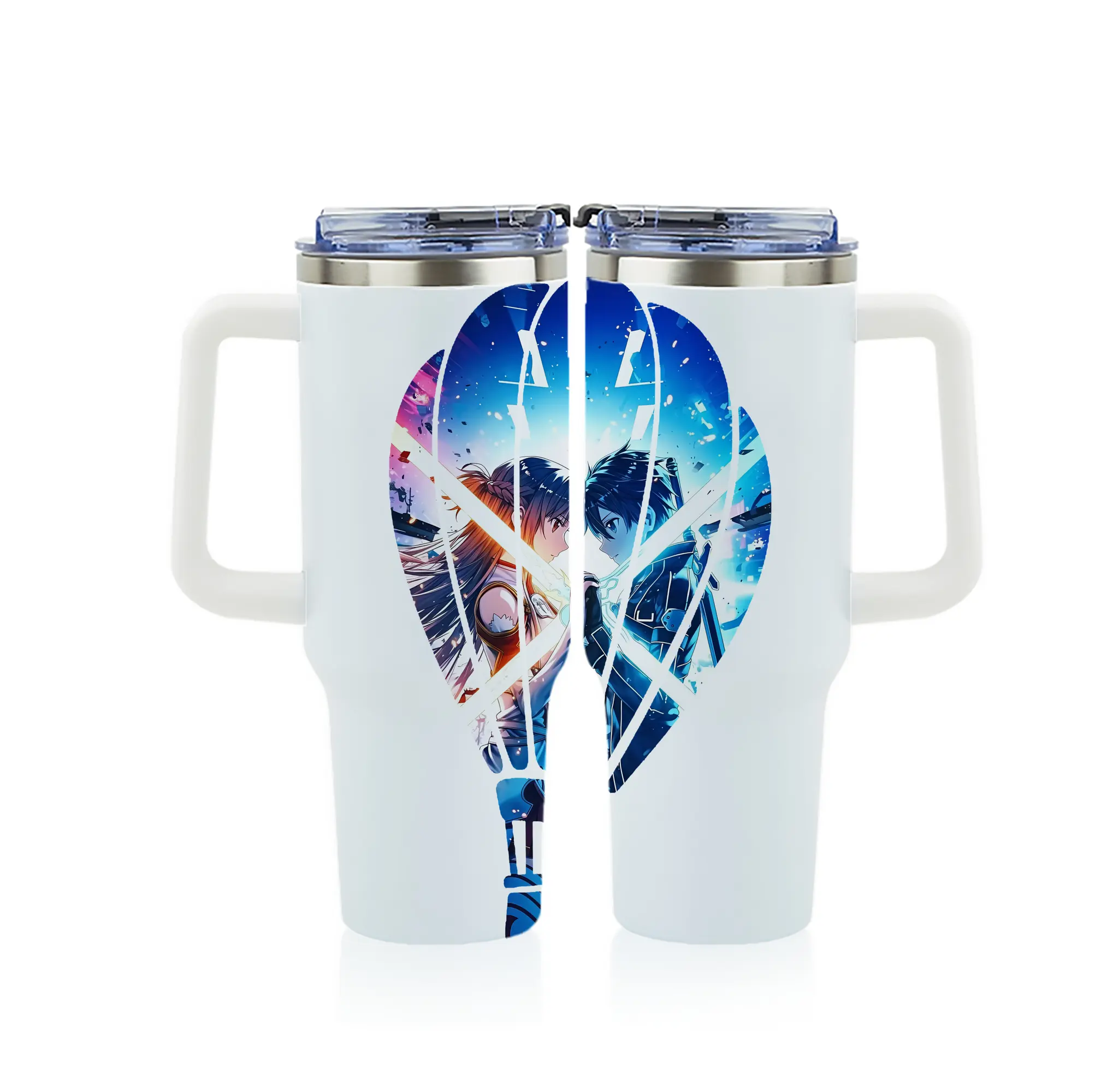 ソードアートオンライン グッズ キリト - 1200mL フルプリント車用タンブラー ・ 304ステンレス 内側 ・ 201ステンレス 外側 ・ 保温 保冷 ・ 通勤 ドライブ アウトドア用