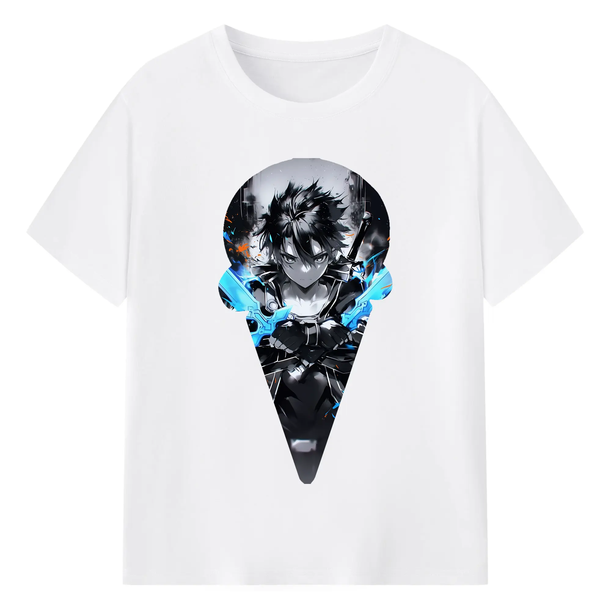 ソードアートオンライン グッズ キリト - 綿100％ 半袖Tシャツ ・ フロントプリント ・ 快適 通気性 ・ 日常使い 散歩 スポーツ用