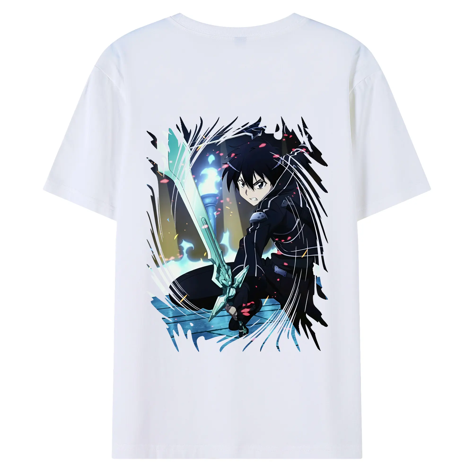 ソードアートオンライン グッズ キリト - 綿100％ 半袖Tシャツ ・ バックプリント ・ 快適 通気性 ・ 日常使い 散歩 スポーツ用