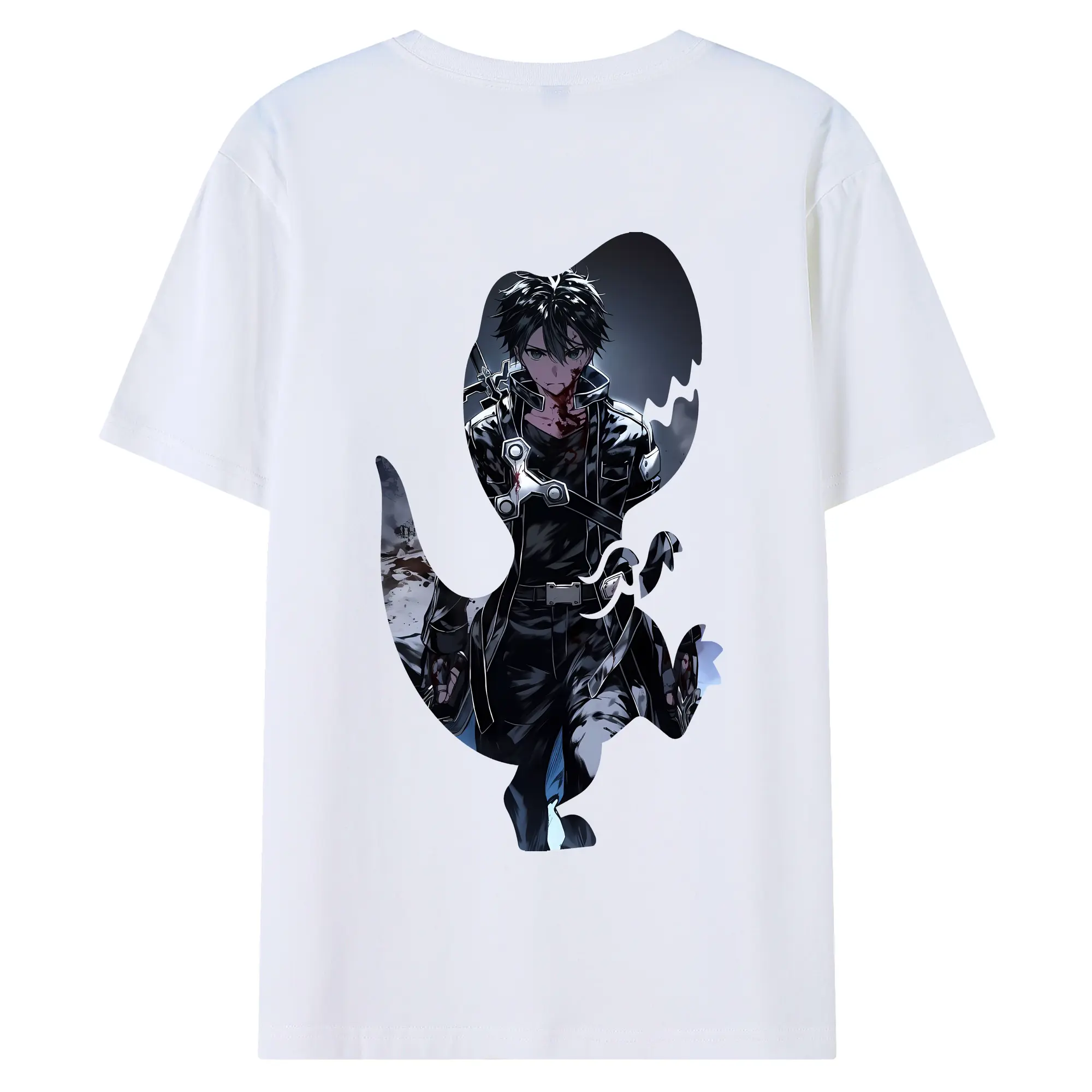 ソードアートオンライン グッズ キリト - 綿100％ 半袖Tシャツ ・ バックプリント ・ 快適 通気性 ・ 日常使い 散歩 スポーツ用