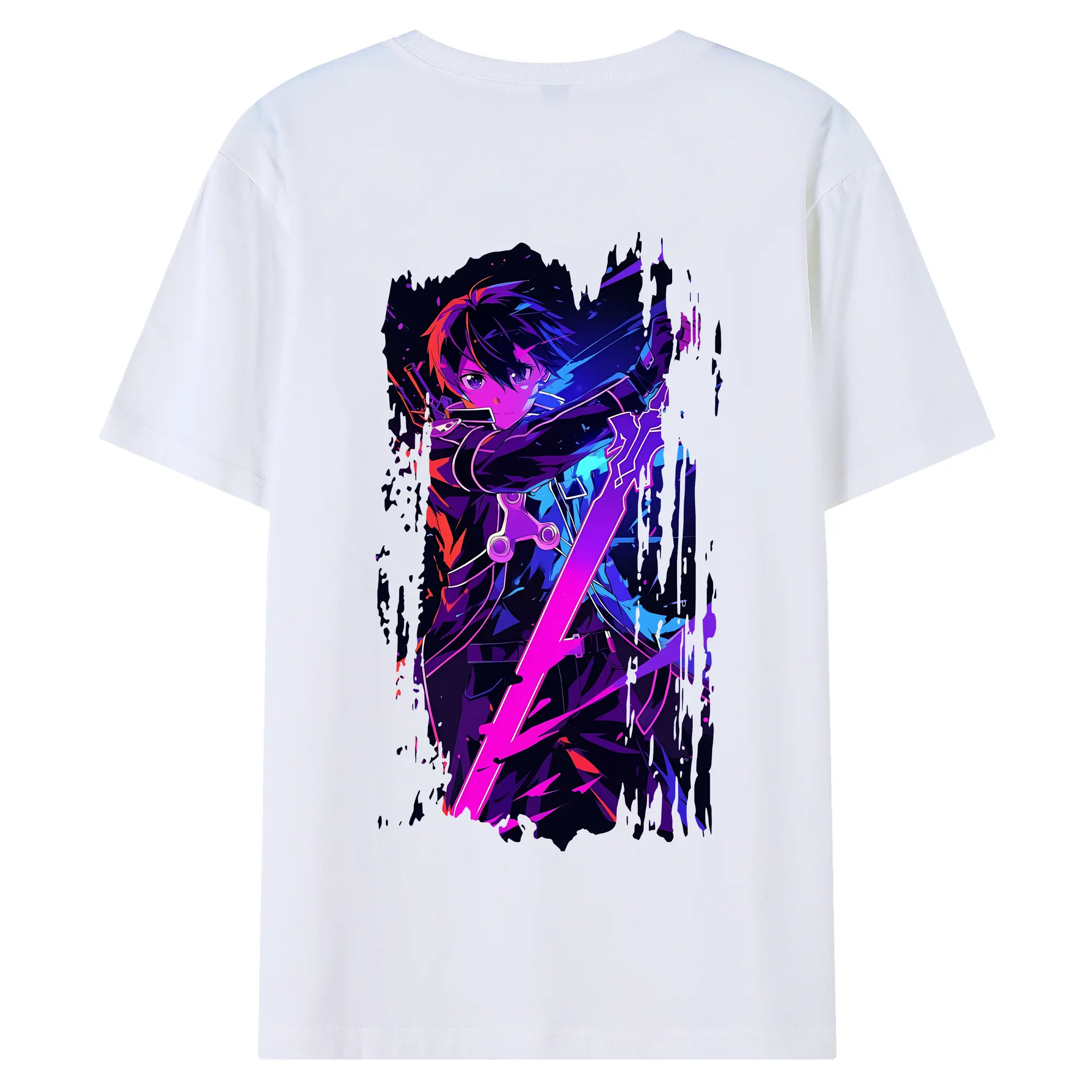 ソードアートオンライン グッズ キリト - 綿100％ 半袖Tシャツ ・ バックプリント ・ 快適 通気性 ・ 日常使い 散歩 スポーツ用