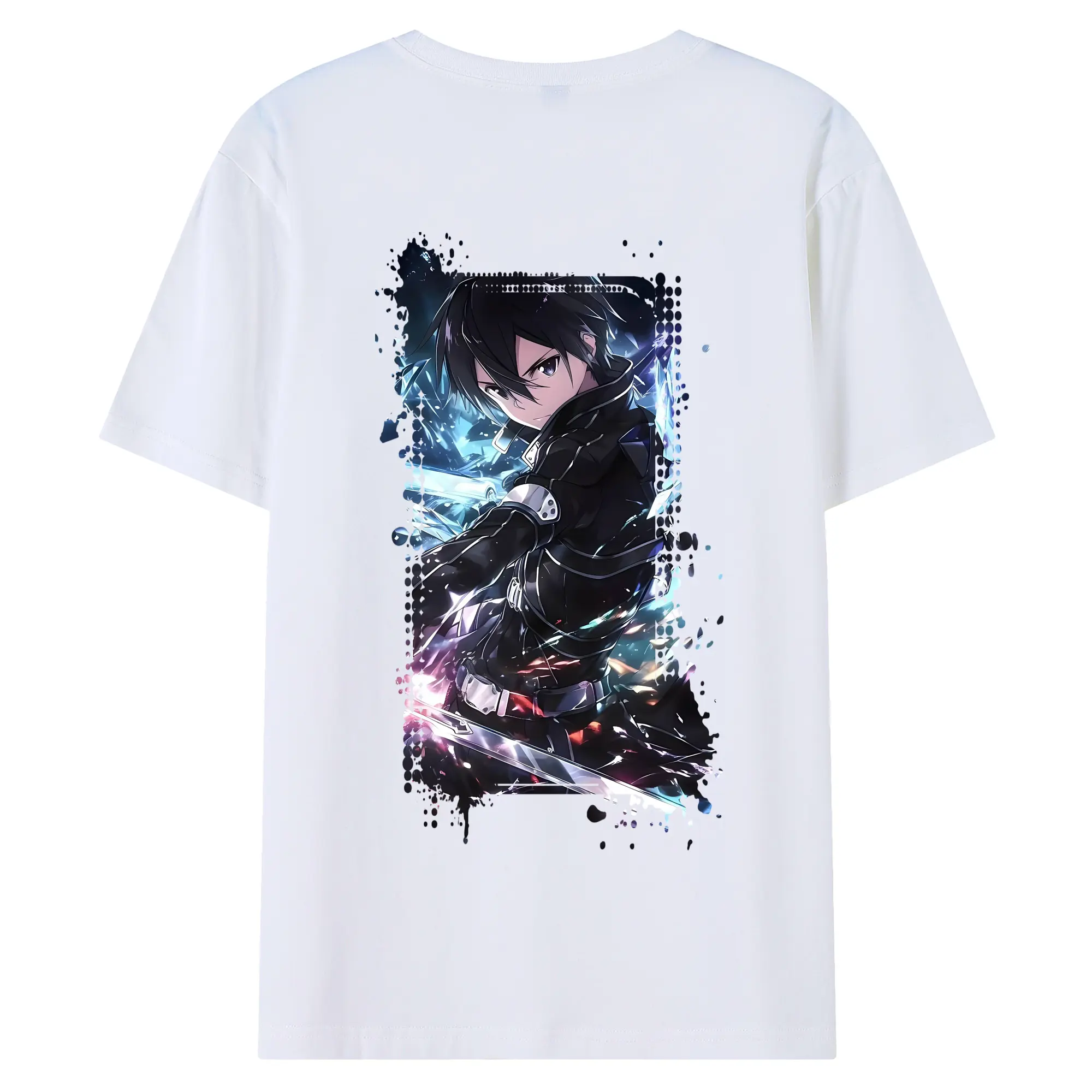 ソードアートオンライン グッズ キリト - 綿100％ 半袖Tシャツ ・ バックプリント ・ 快適 通気性 ・ 日常使い 散歩 スポーツ用