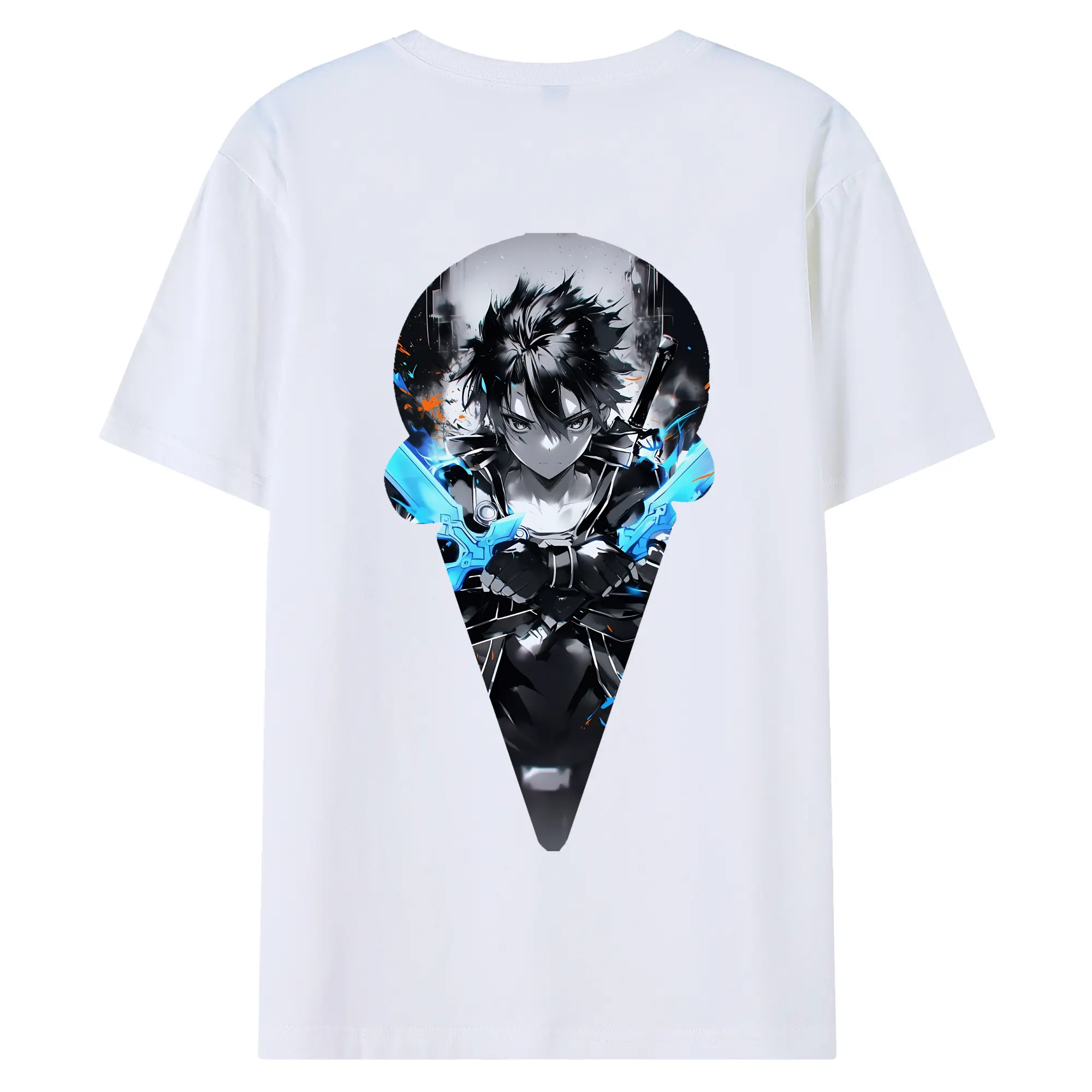 ソードアートオンライン グッズ キリト - 綿100％ 半袖Tシャツ ・ バックプリント ・ 快適 通気性 ・ 日常使い 散歩 スポーツ用