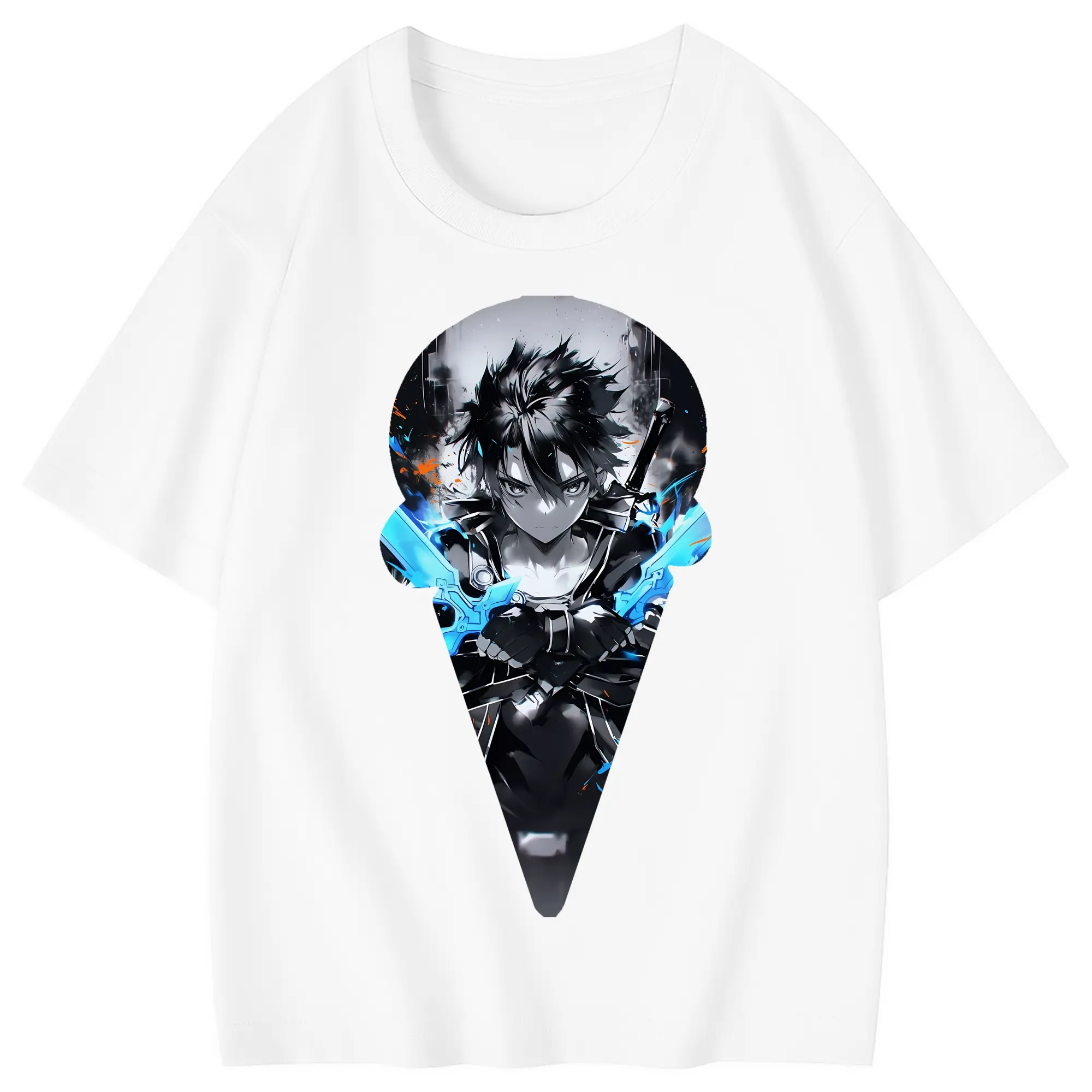 ソードアートオンライン グッズ キリト - 綿100％ キッズTシャツ ・ フロントプリント ・ 快適 通気性 ・ スポーツ カジュアル 散歩用