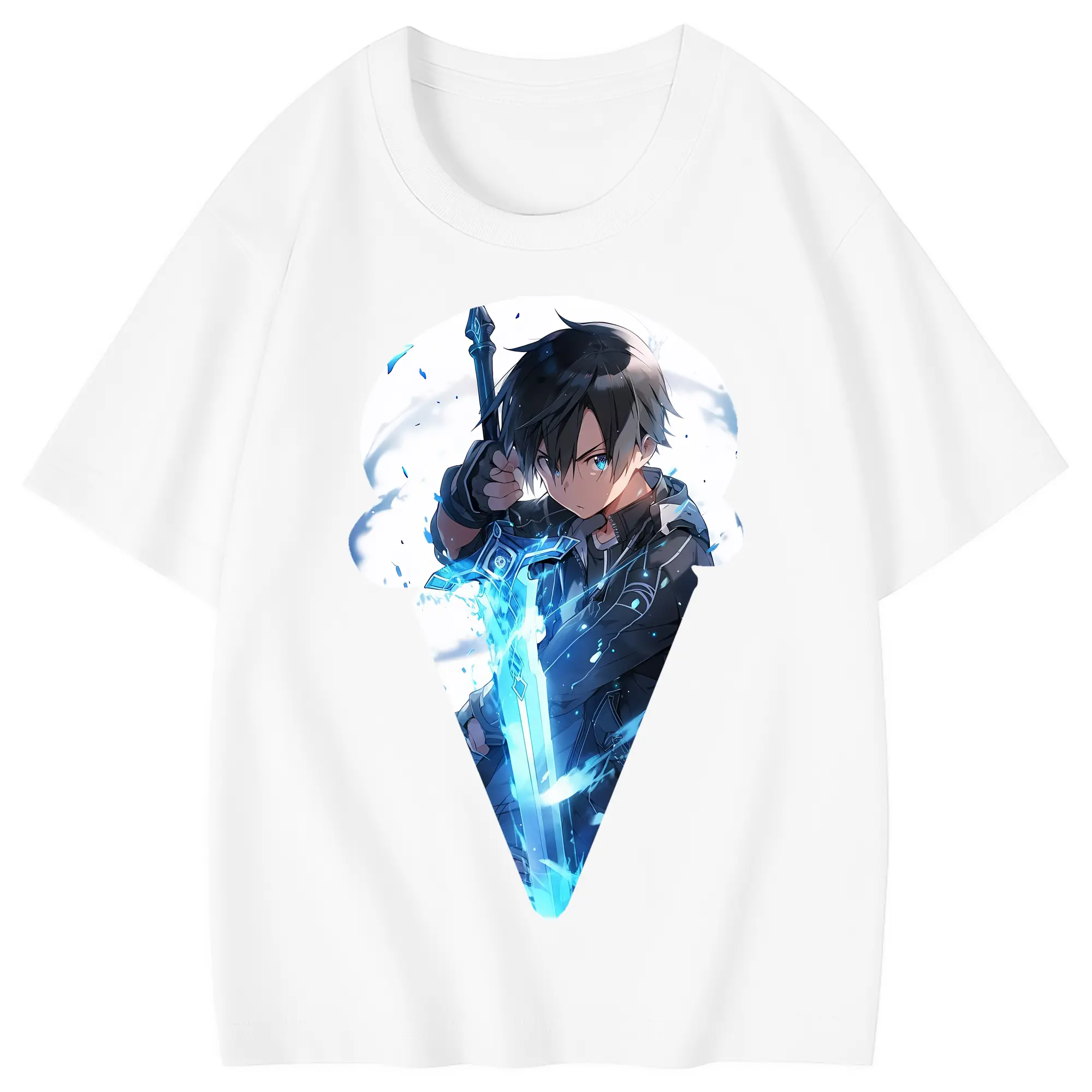 ソードアートオンライン グッズ キリト - 綿100％ キッズTシャツ ・ フロントプリント ・ 快適 通気性 ・ スポーツ カジュアル 散歩用