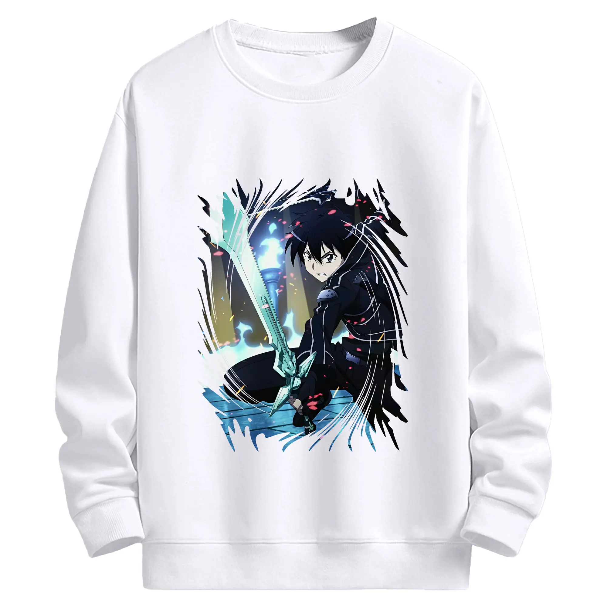 ソードアートオンライン グッズ キリト - 高品質 クルーネック スウェット ・ コットン59％ ポリエステル41％ ・ ユニセックス 長袖 トレーナー ・ カジュアル デイリー スポーツ 散歩用