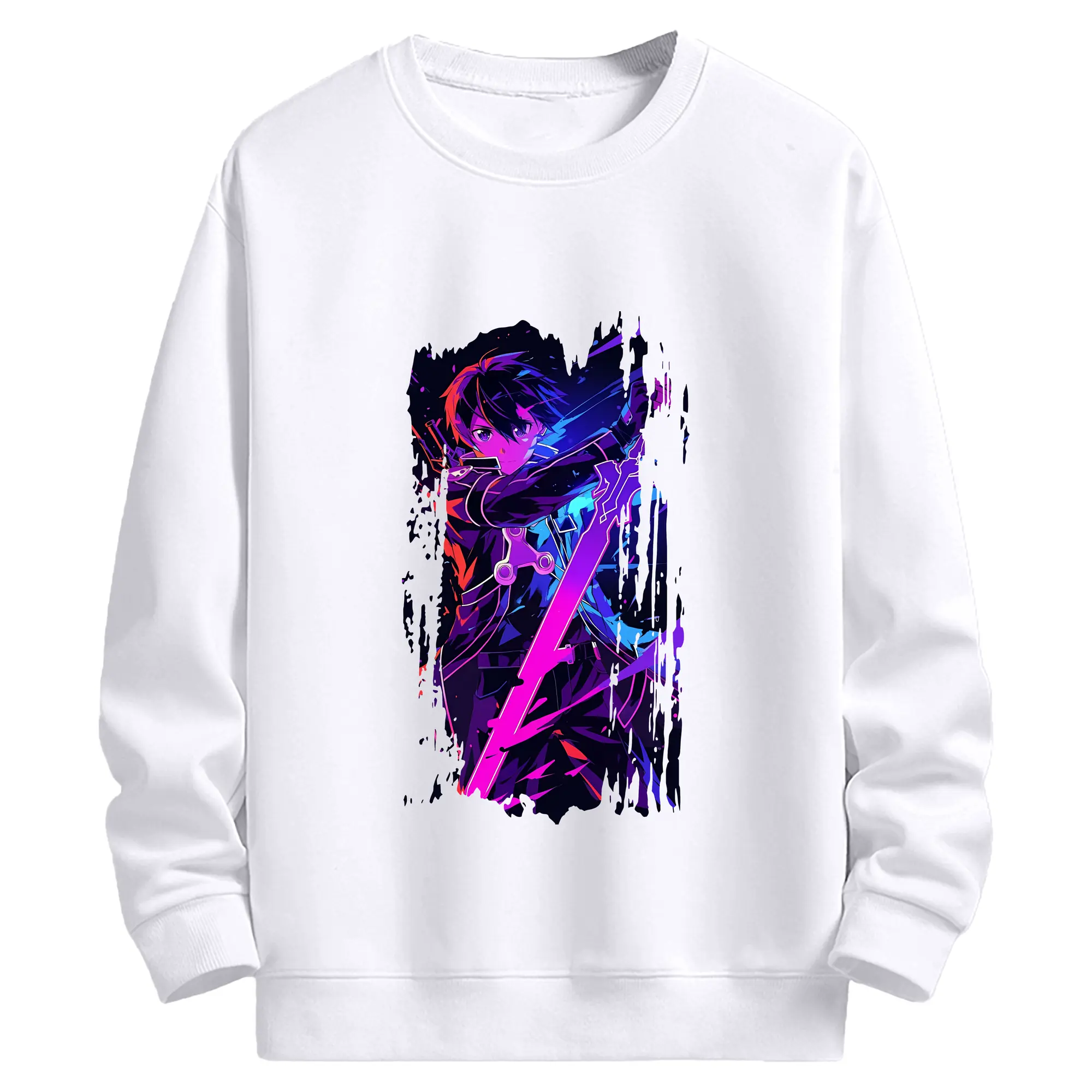 ソードアートオンライン グッズ キリト - 高品質 クルーネック スウェット ・ コットン59％ ポリエステル41％ ・ ユニセックス 長袖 トレーナー ・ カジュアル デイリー スポーツ 散歩用