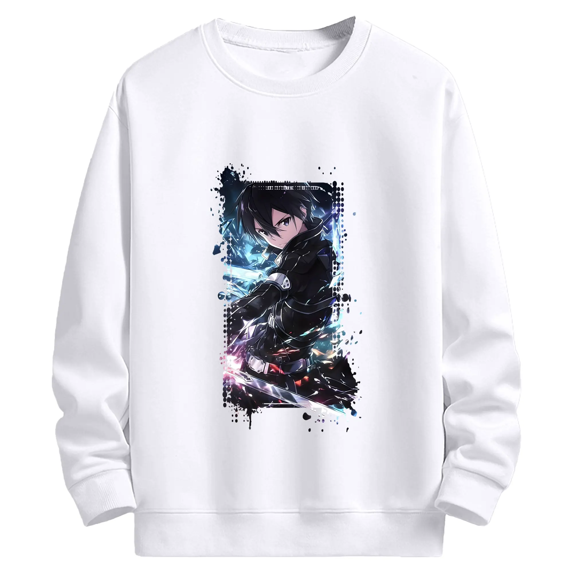 ソードアートオンライン グッズ キリト - 高品質 クルーネック スウェット ・ コットン59％ ポリエステル41％ ・ ユニセックス 長袖 トレーナー ・ カジュアル デイリー スポーツ 散歩用