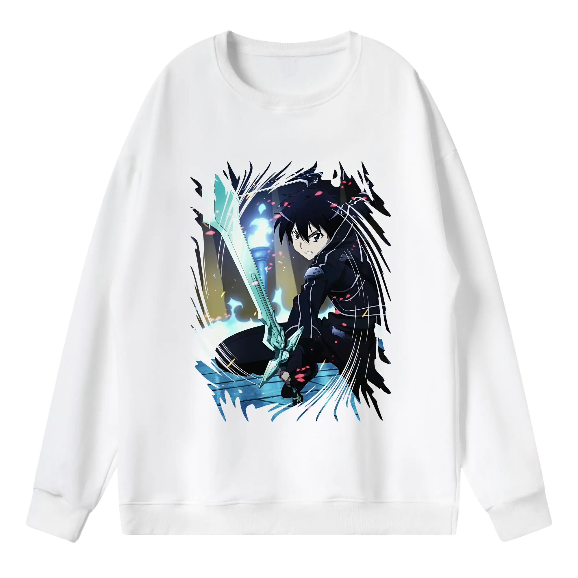 ソードアートオンライン グッズ キリト - 薄手 クルーネック スウェット 裏毛260g · ポリエステル 春秋向け カジュアル 男女兼用 · トレーナー デイリー スポーツ 散歩に最適