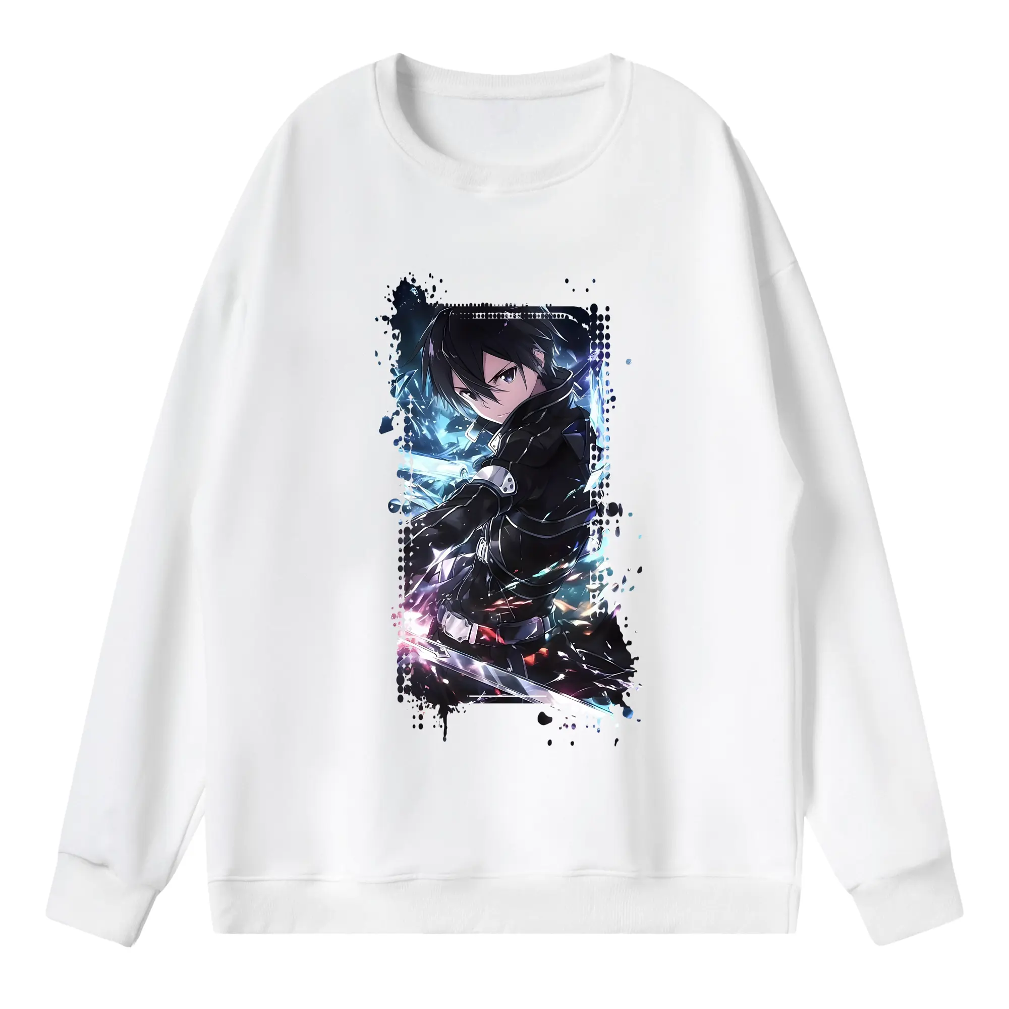 ソードアートオンライン グッズ キリト - 薄手 クルーネック スウェット 裏毛260g · ポリエステル 春秋向け カジュアル 男女兼用 · トレーナー デイリー スポーツ 散歩に最適