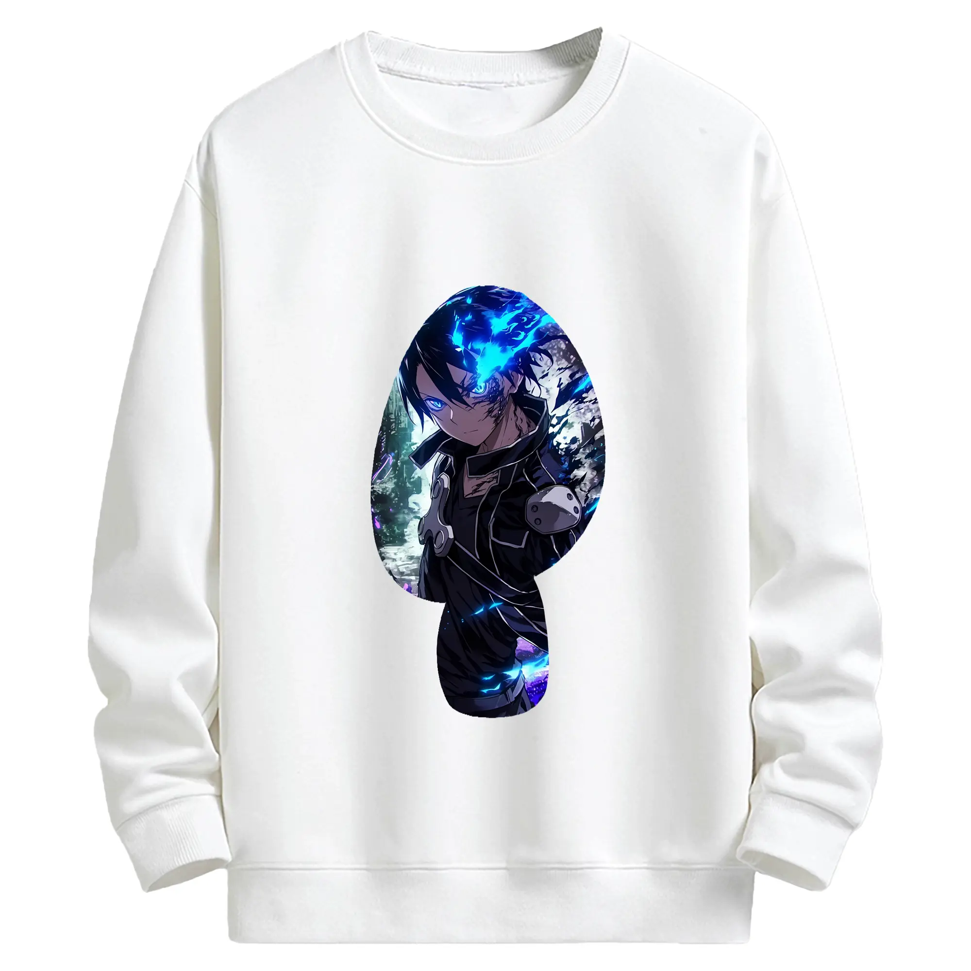 ソードアートオンライン グッズ キリト - キッズ クルーネックスウェットシャツ ・ フロントプリント ・ 綿80％ ポリエステル20％ ・ 快適 通学 スポーツ 日常使い お散歩用