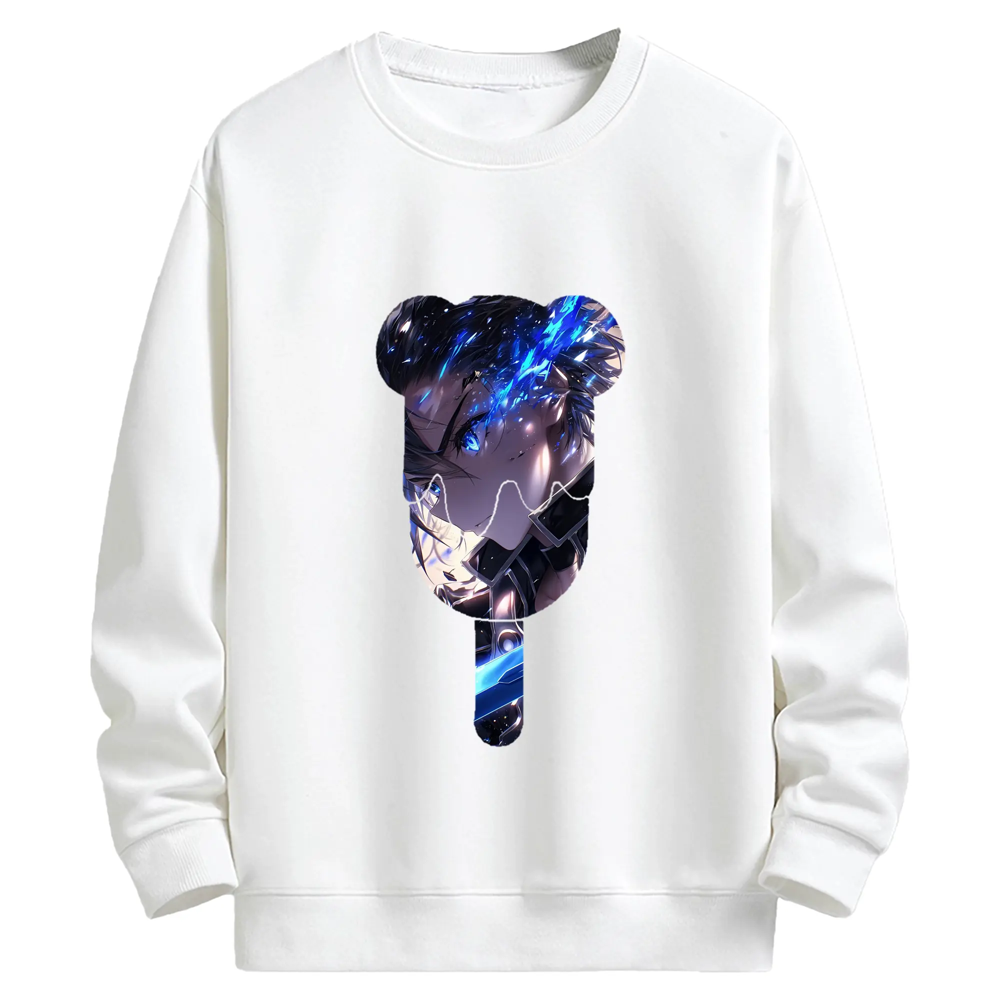 ソードアートオンライン グッズ キリト - キッズ クルーネックスウェットシャツ ・ フロントプリント ・ 綿80％ ポリエステル20％ ・ 快適 通学 スポーツ 日常使い お散歩用