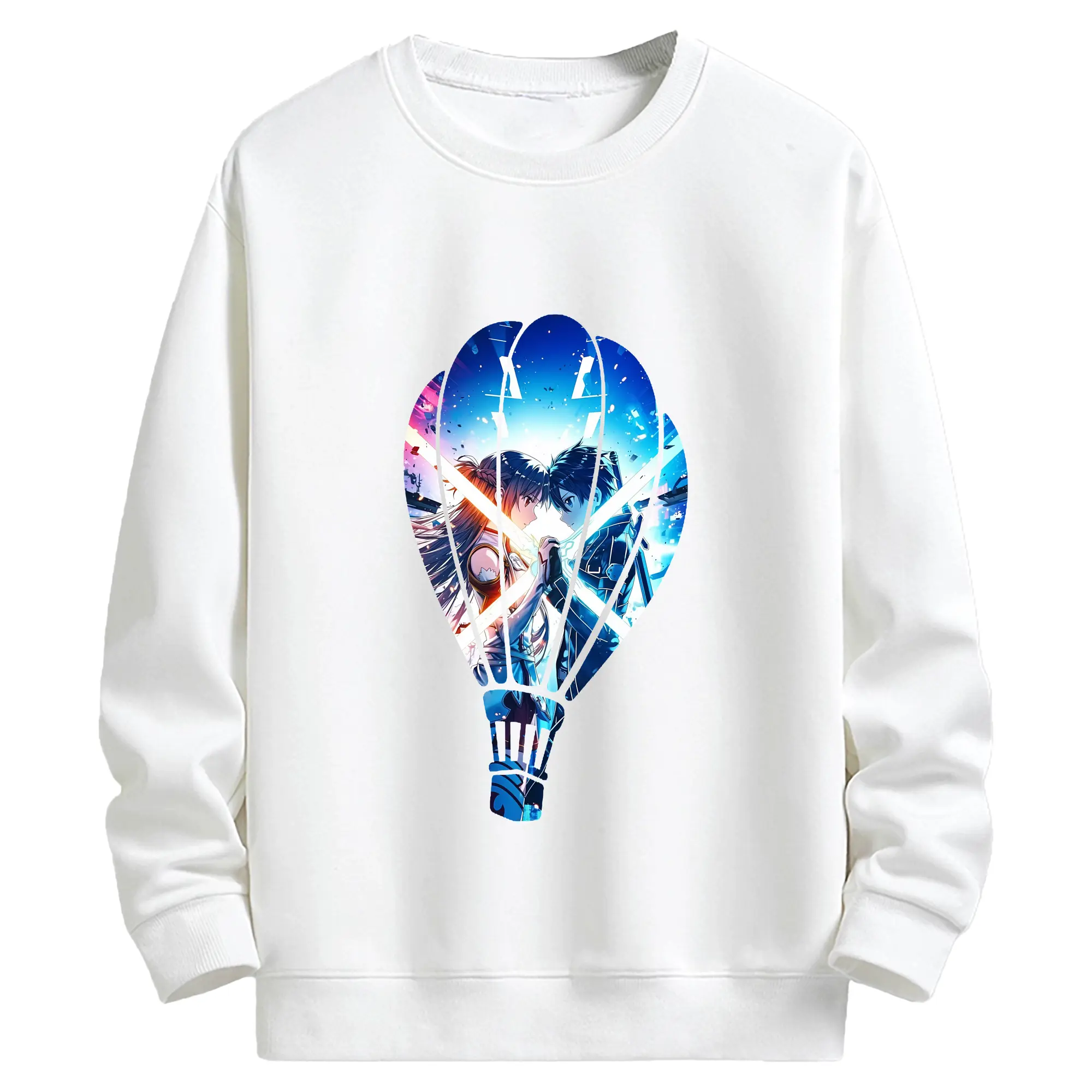ソードアートオンライン グッズ キリト - キッズ クルーネックスウェットシャツ ・ フロントプリント ・ 綿80％ ポリエステル20％ ・ 快適 通学 スポーツ 日常使い お散歩用