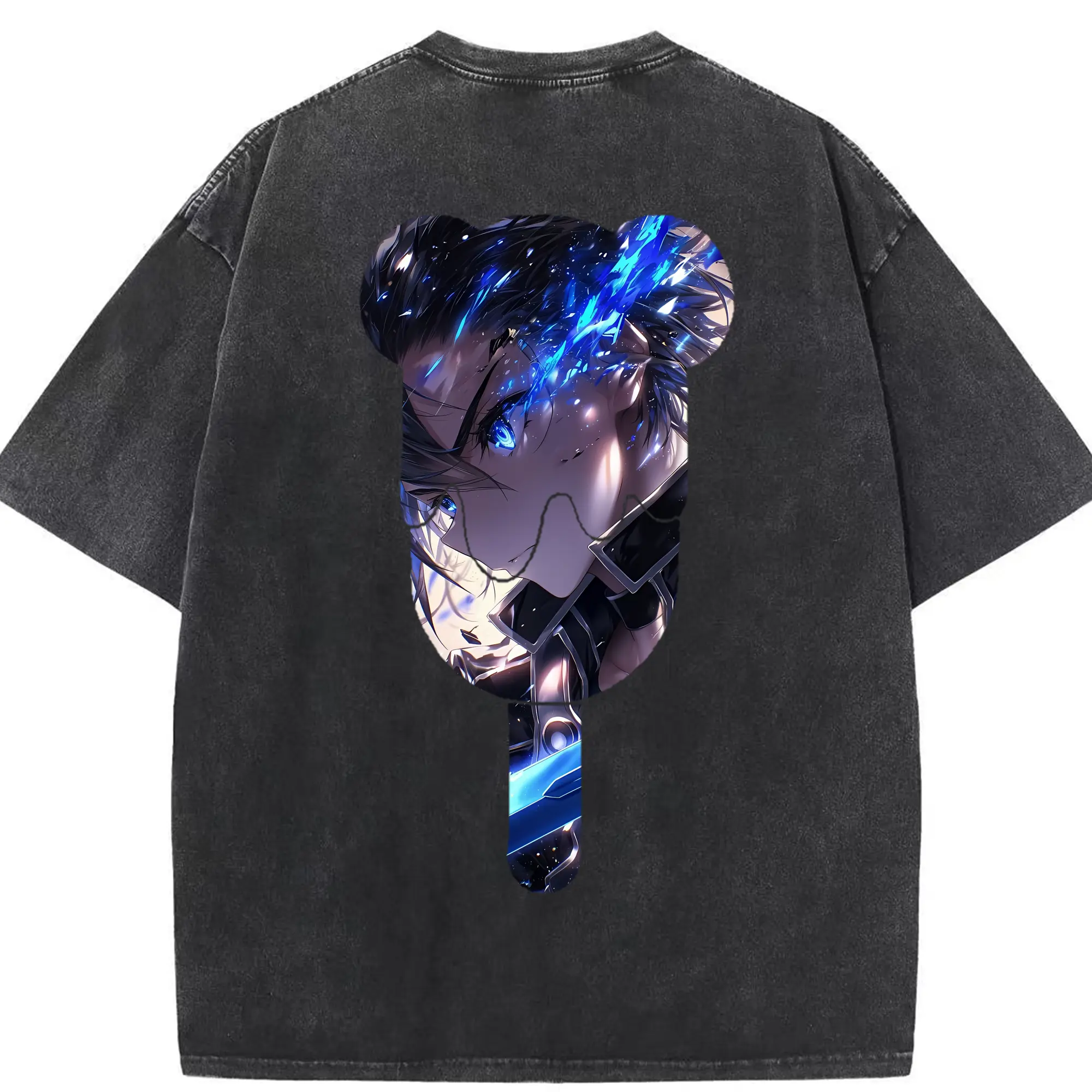 ソードアートオンライン グッズ キリト - 綿100％ ヴィンテージ風 半袖Tシャツ ・ 背面プリント ・ 柔らか肌触り ・ 通気性 快適 ・ スポーツ カジュアル 外出用