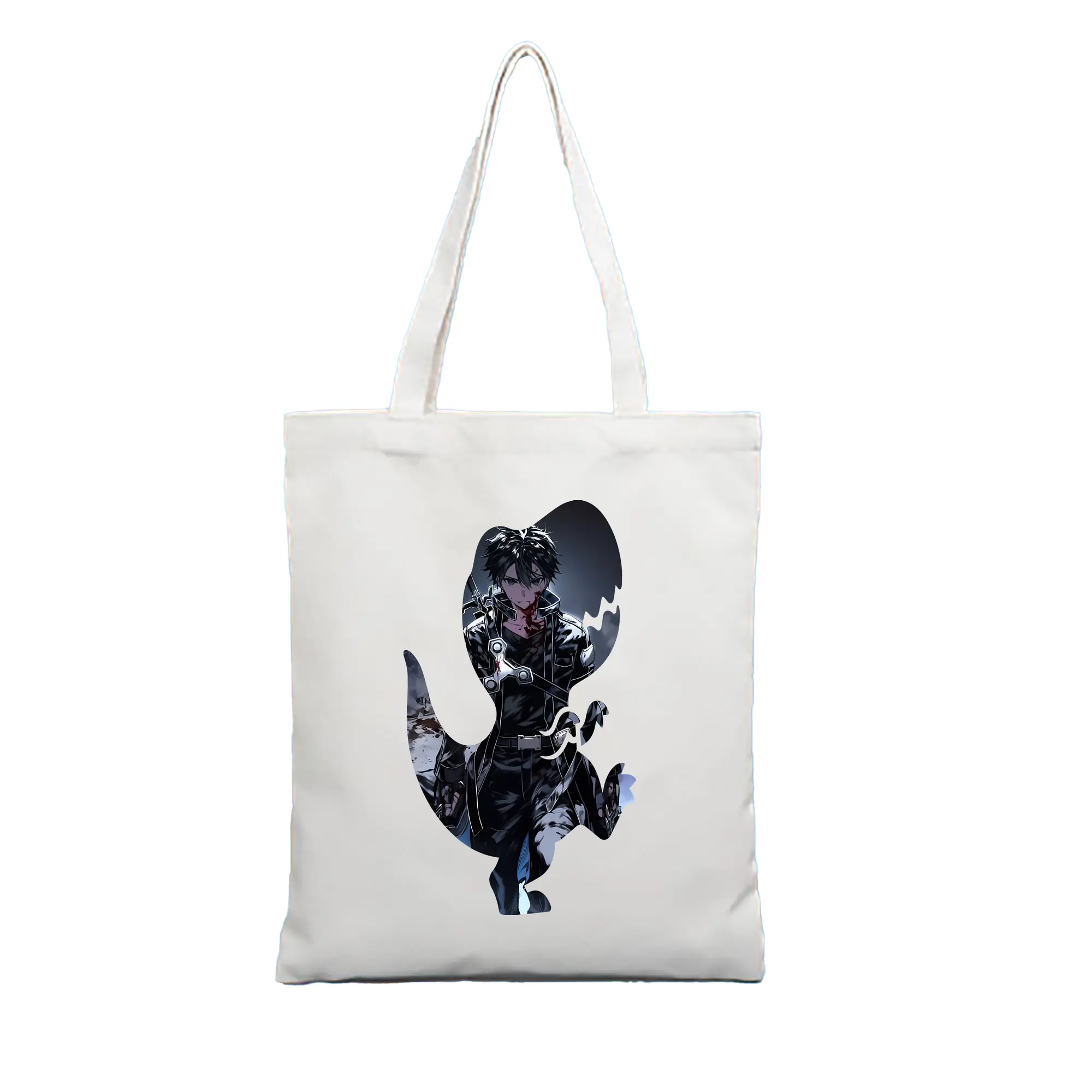 ソードアートオンライン グッズ キリト - 縦型キャンバス手提げバッグ（トートバッグ） ・ キャンバス素材 ・ ショッピング用 ・ 軽量 丈夫 お手入れ簡単
