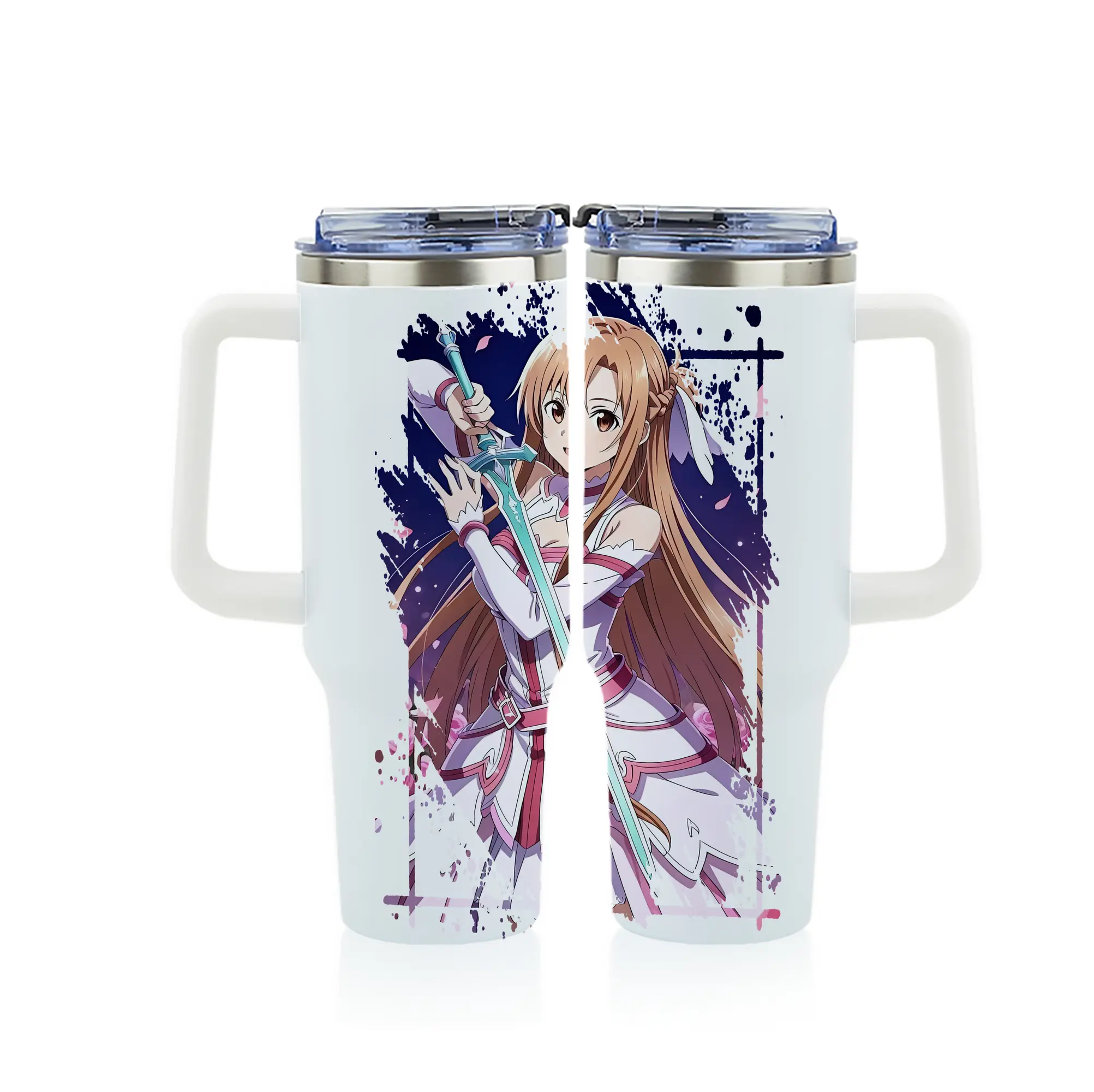 ソードアートオンライン グッズ アスナ - 1200mL フルプリント車用タンブラー ・ 304ステンレス 内側 ・ 201ステンレス 外側 ・ 保温 保冷 ・ 通勤 ドライブ アウトドア用