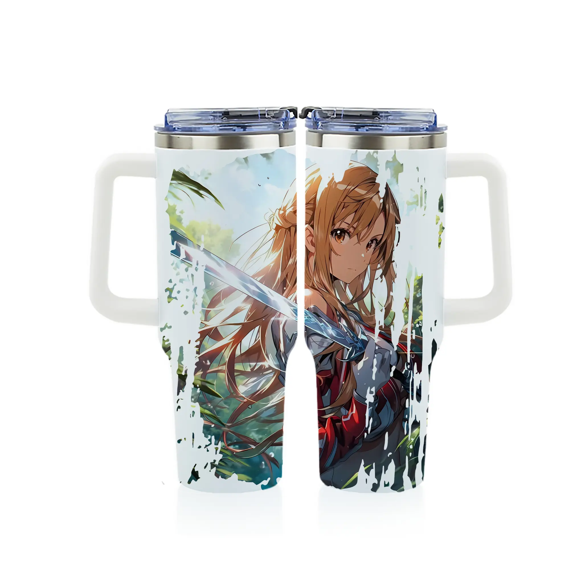 ソードアートオンライン グッズ アスナ - 1200mL フルプリント車用タンブラー ・ 304ステンレス 内側 ・ 201ステンレス 外側 ・ 保温 保冷 ・ 通勤 ドライブ アウトドア用