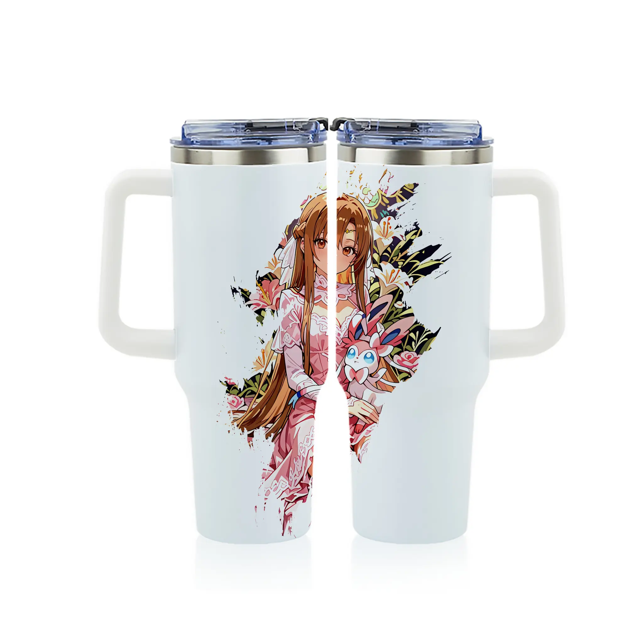 ソードアートオンライン グッズ アスナ - 1200mL フルプリント車用タンブラー ・ 304ステンレス 内側 ・ 201ステンレス 外側 ・ 保温 保冷 ・ 通勤 ドライブ アウトドア用