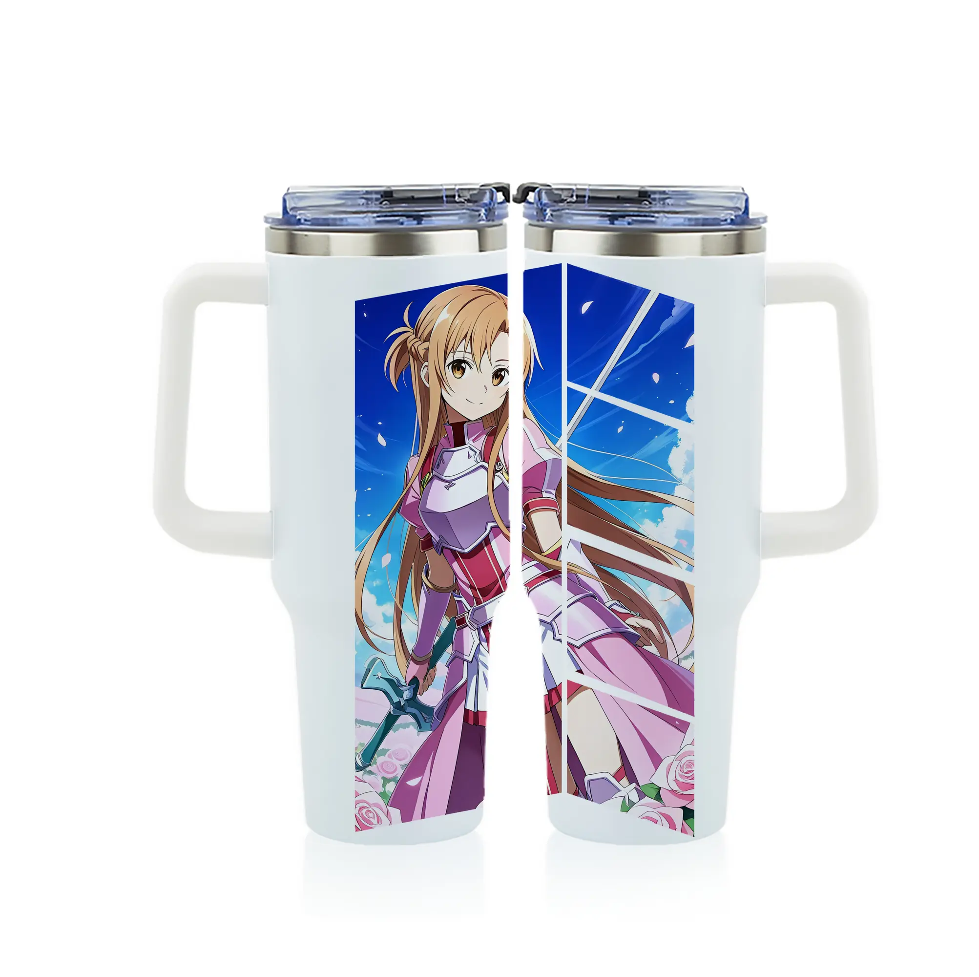 ソードアートオンライン グッズ アスナ - 1200mL フルプリント車用タンブラー ・ 304ステンレス 内側 ・ 201ステンレス 外側 ・ 保温 保冷 ・ 通勤 ドライブ アウトドア用