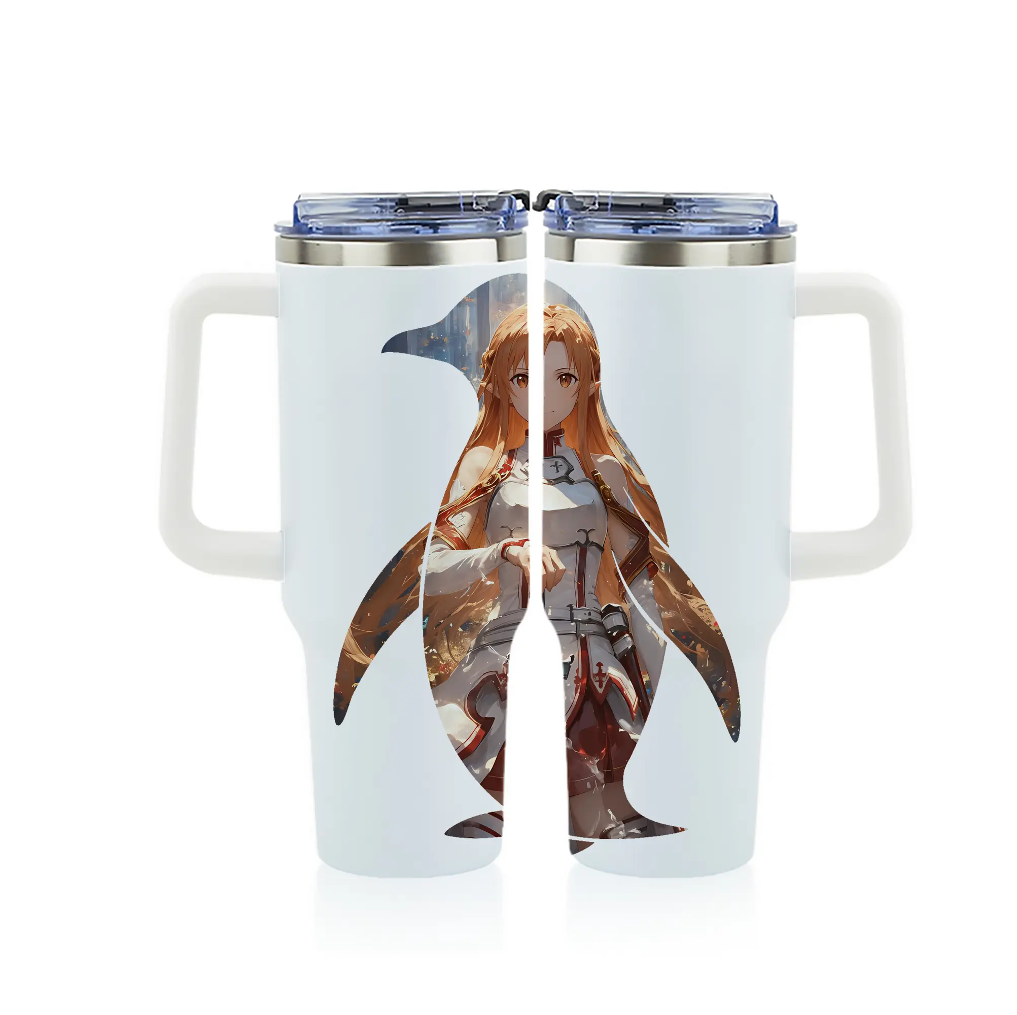 ソードアートオンライン グッズ アスナ - 1200mL フルプリント車用タンブラー ・ 304ステンレス 内側 ・ 201ステンレス 外側 ・ 保温 保冷 ・ 通勤 ドライブ アウトドア用