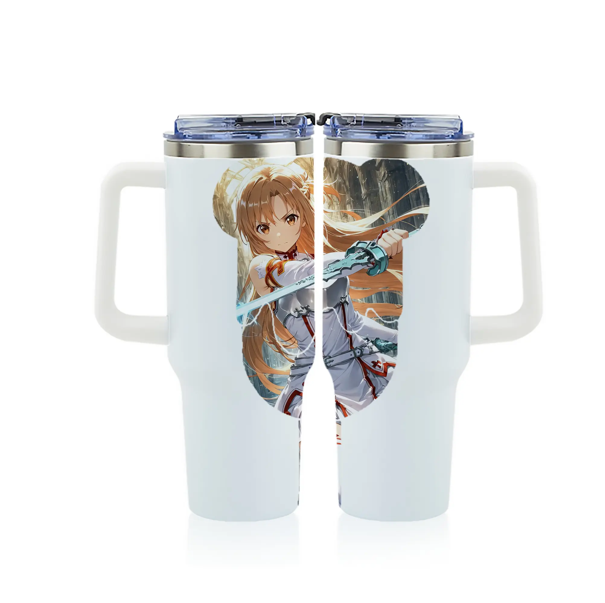 ソードアートオンライン グッズ アスナ - 1200mL フルプリント車用タンブラー ・ 304ステンレス 内側 ・ 201ステンレス 外側 ・ 保温 保冷 ・ 通勤 ドライブ アウトドア用