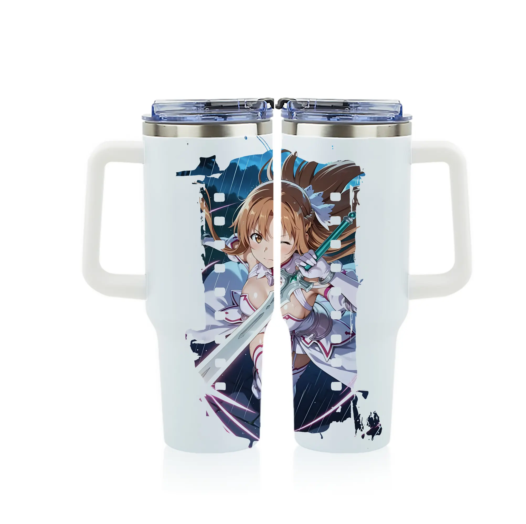 ソードアートオンライン グッズ アスナ - 1200mL フルプリント車用タンブラー ・ 304ステンレス 内側 ・ 201ステンレス 外側 ・ 保温 保冷 ・ 通勤 ドライブ アウトドア用