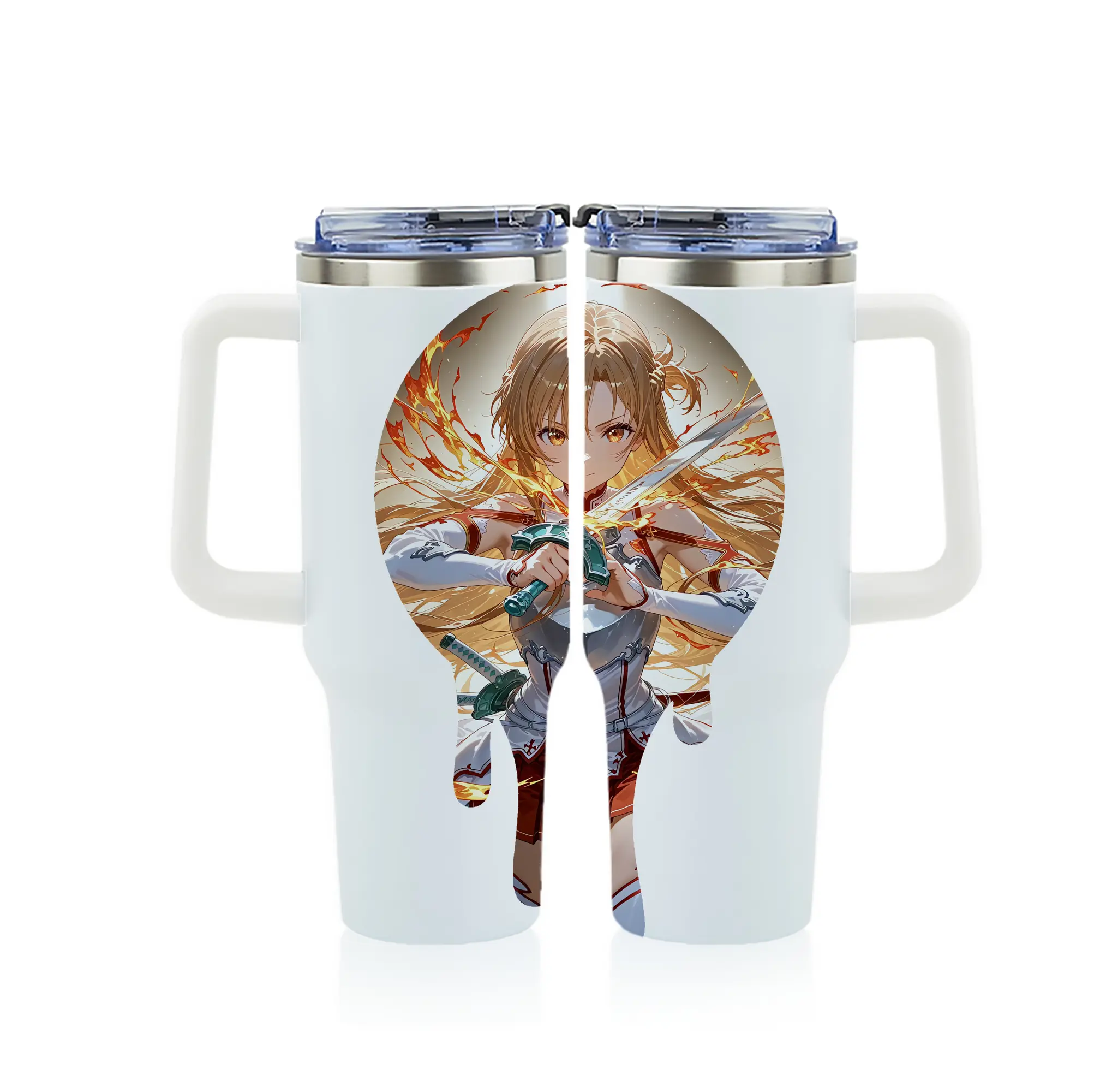 ソードアートオンライン グッズ アスナ - 1200mL フルプリント車用タンブラー ・ 304ステンレス 内側 ・ 201ステンレス 外側 ・ 保温 保冷 ・ 通勤 ドライブ アウトドア用