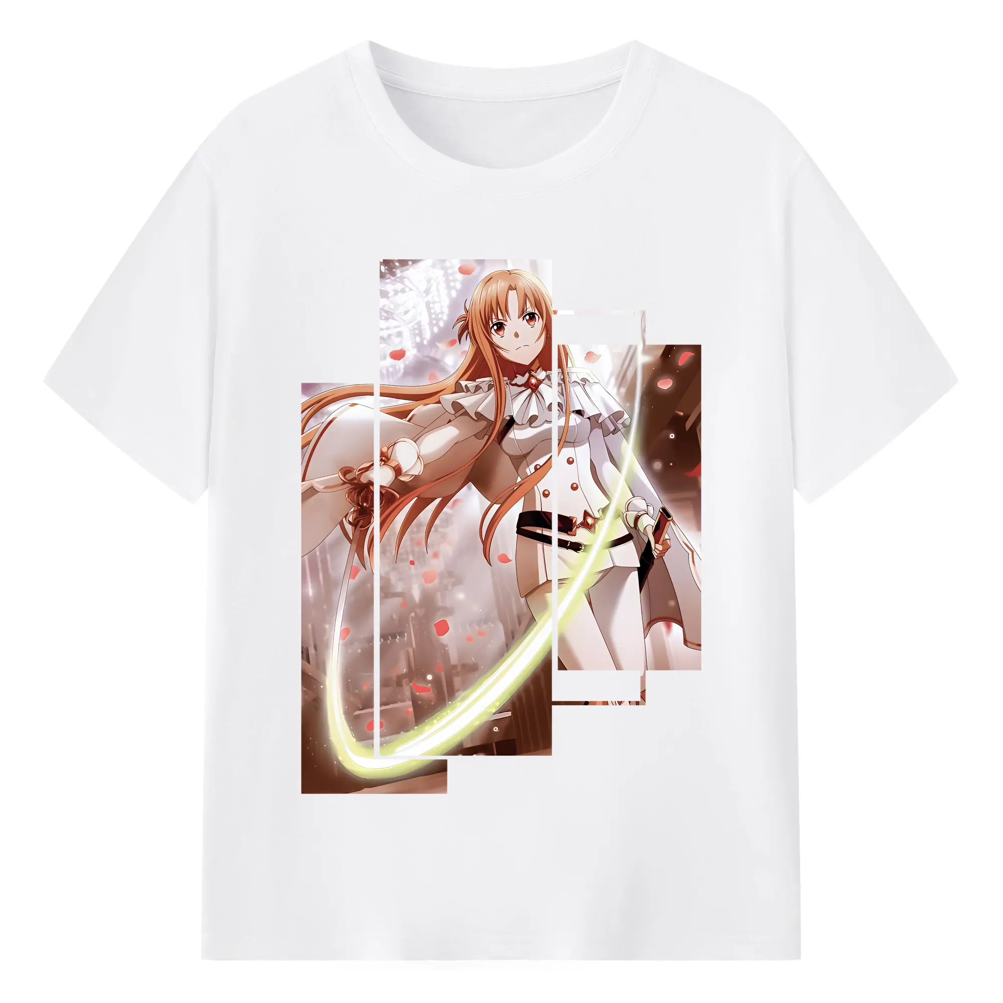 ソードアートオンライン グッズ アスナ - 綿100％ 半袖Tシャツ ・ フロントプリント ・ 快適 通気性 ・ 日常使い 散歩 スポーツ用