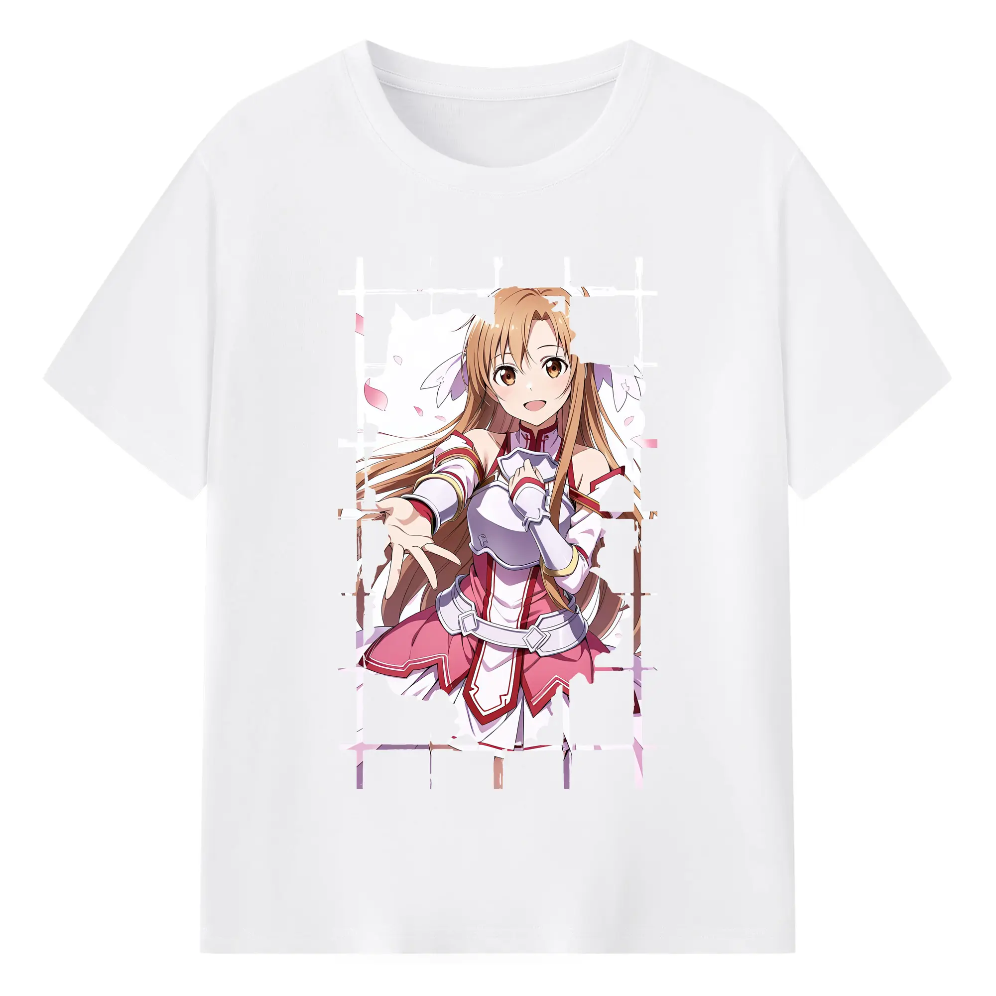 ソードアートオンライン グッズ アスナ - 綿100％ 半袖Tシャツ ・ フロントプリント ・ 快適 通気性 ・ 日常使い 散歩 スポーツ用