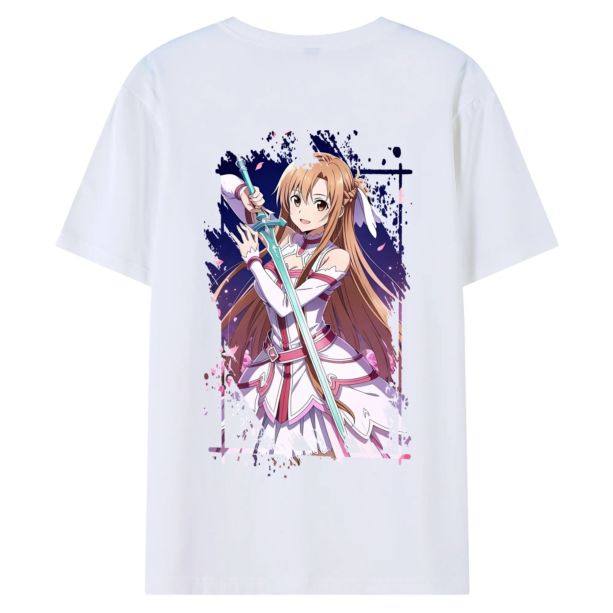 ソードアートオンライン グッズ アスナ - 綿100％ 半袖Tシャツ ・ バックプリント ・ 快適 通気性 ・ 日常使い 散歩 スポーツ用