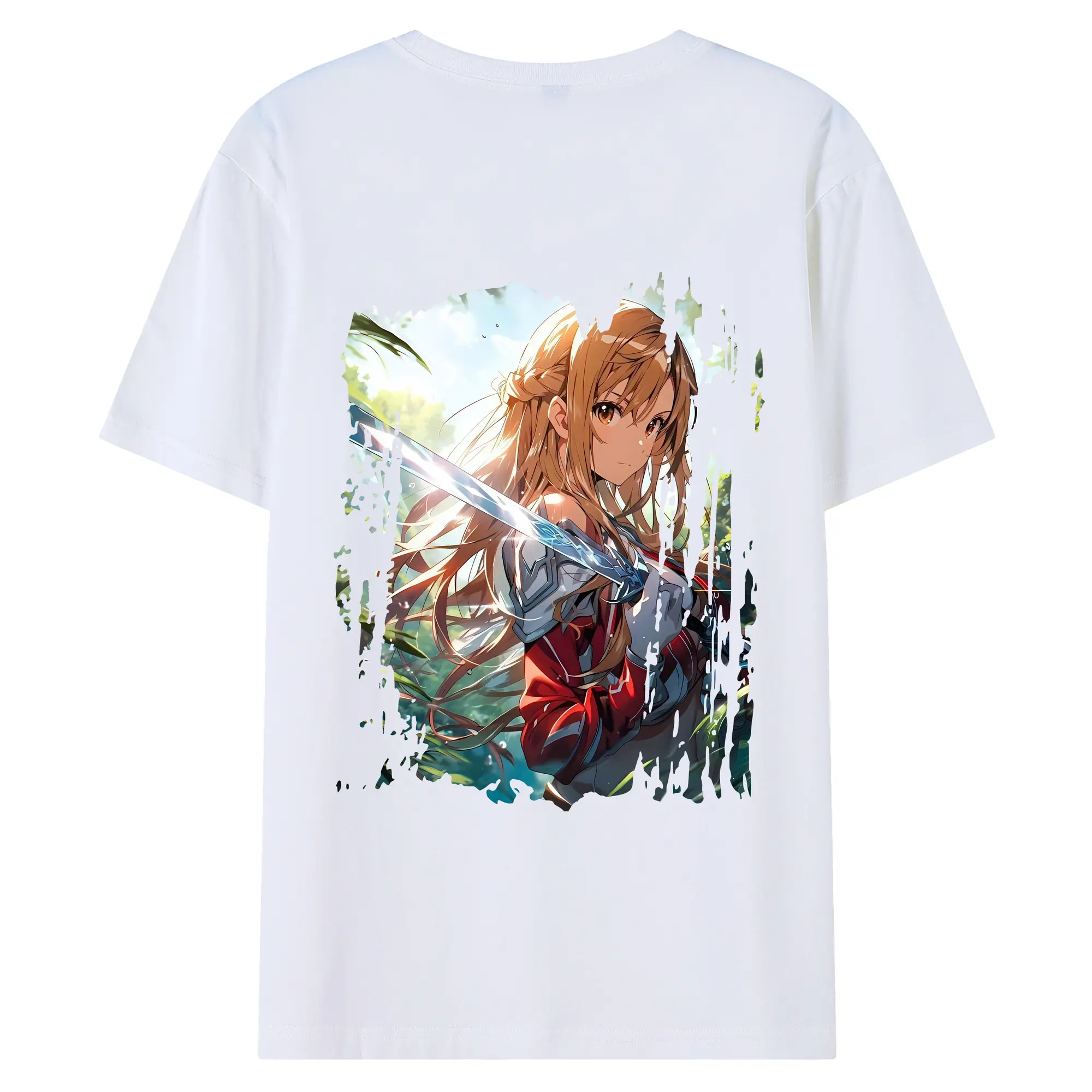 ソードアートオンライン グッズ アスナ - 綿100％ 半袖Tシャツ ・ バックプリント ・ 快適 通気性 ・ 日常使い 散歩 スポーツ用